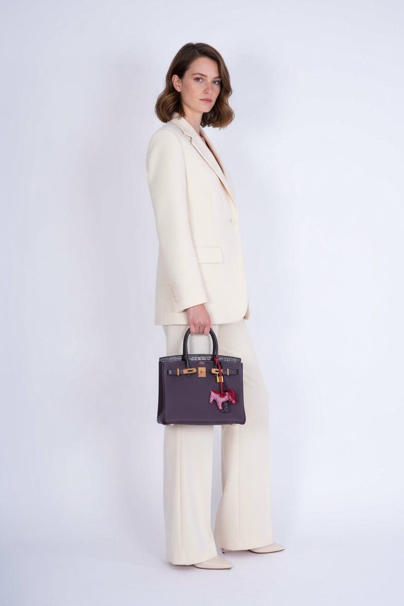 Hermès Touch Birkin 30 Prunoir Togo Raisin Matte Alligator Rose Gold Hardware