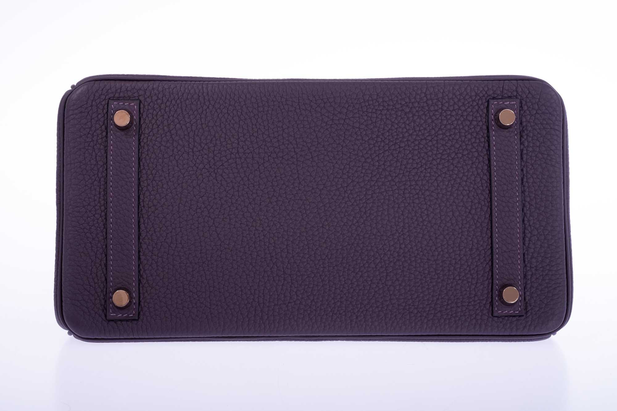 Hermès Touch Birkin 30 Prunoir Togo Raisin Matte Alligator Rose Gold Hardware