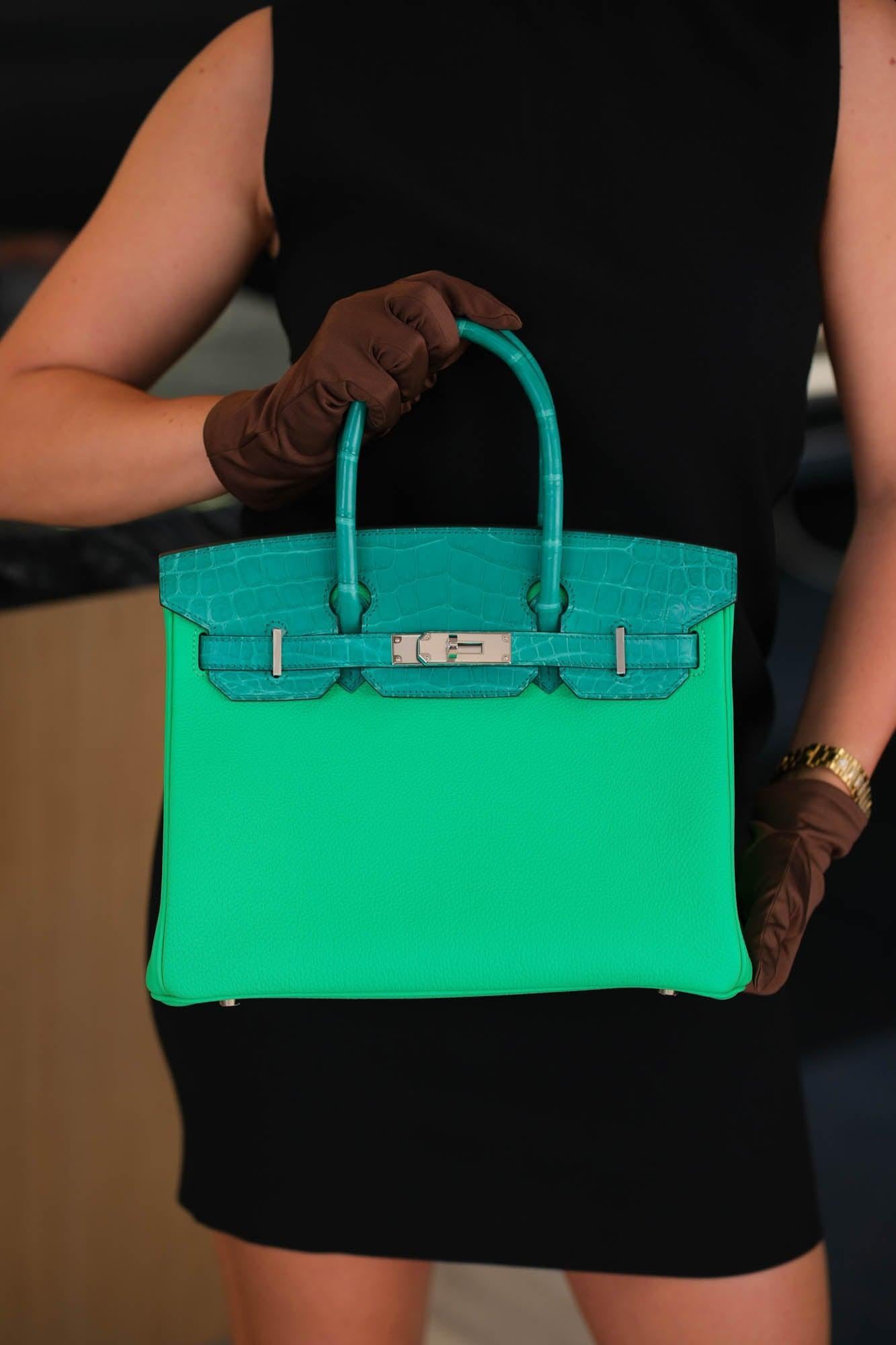 Hermès Touch Birkin 30 Vert Jade Matte Nilo Crocodile and Vert Comics Togo Palladium Hardware
