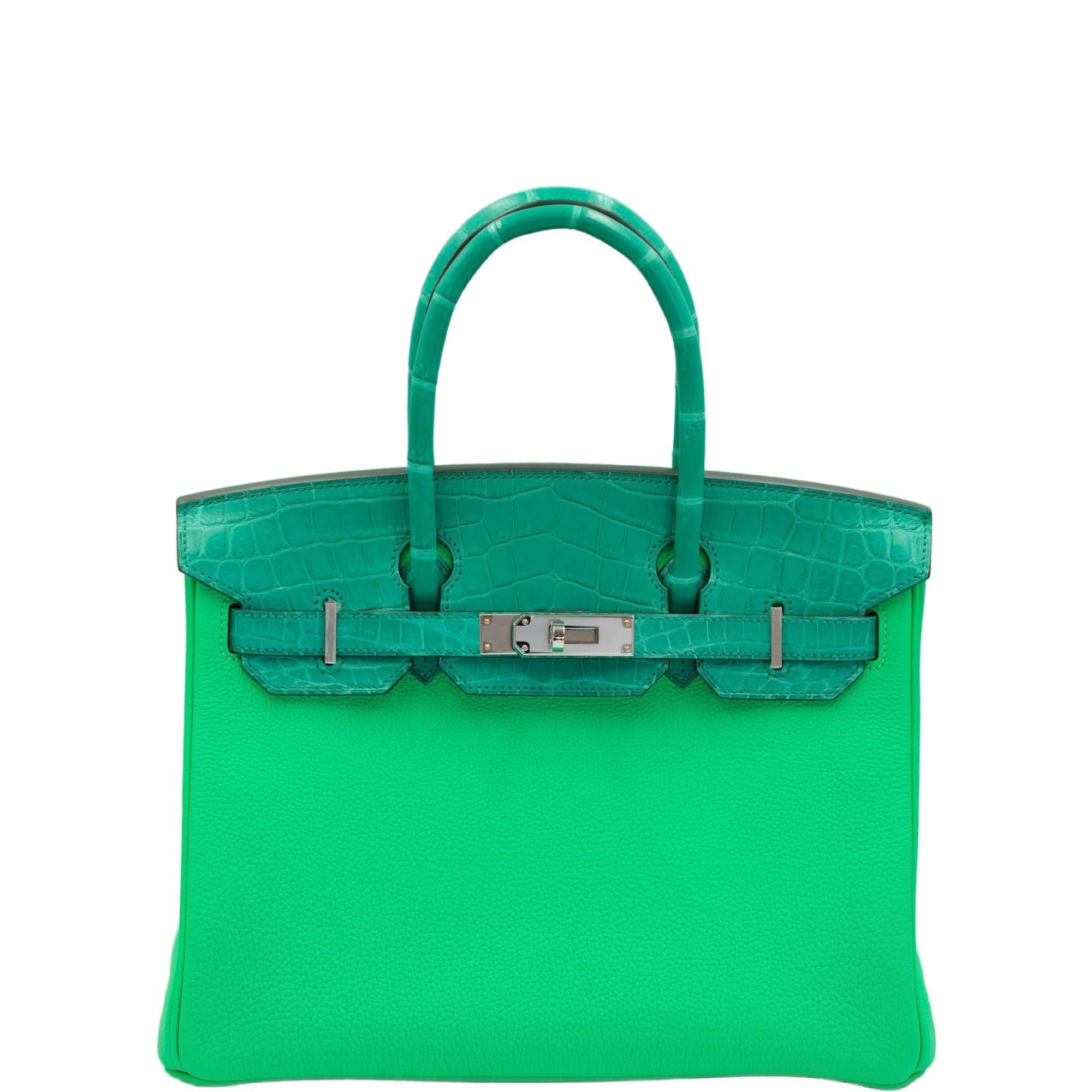 Hermès Touch Birkin 30 Vert Jade Matte Nilo Crocodile and Vert Comics Togo Palladium Hardware