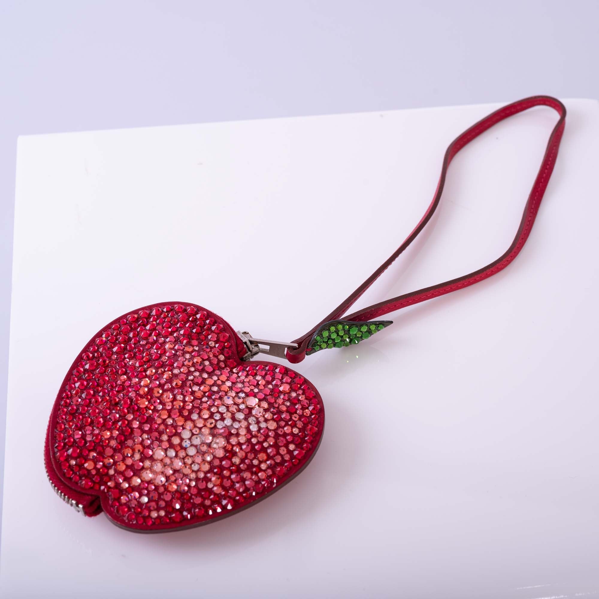 Hermès Tutti Frutti Apple Charm Coin Purse JaneFinds Custom Shop Swarovski Crystal Red Ombré