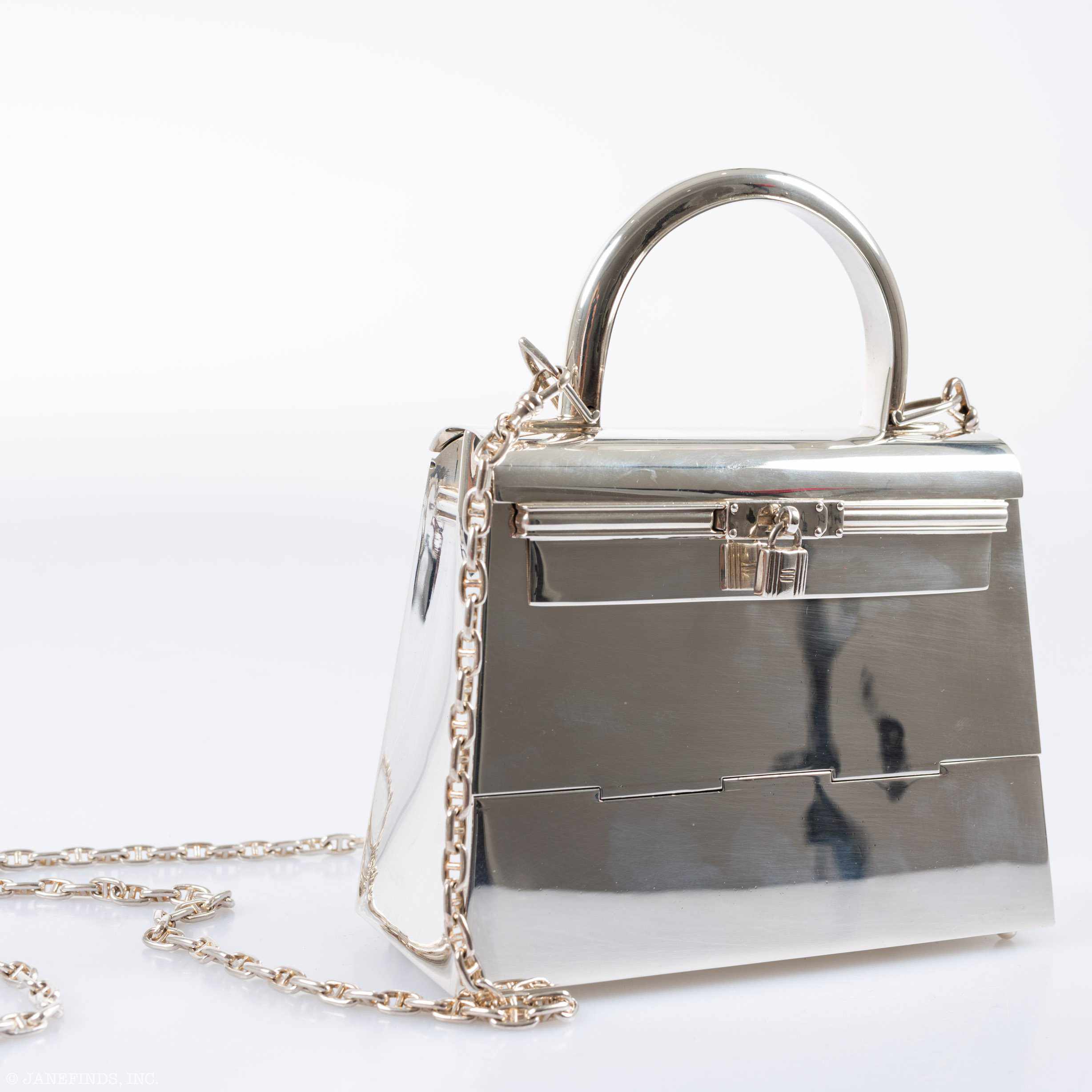 Hermès Ultra-Rare Mini Kelly in Sterling Silver, 1990s