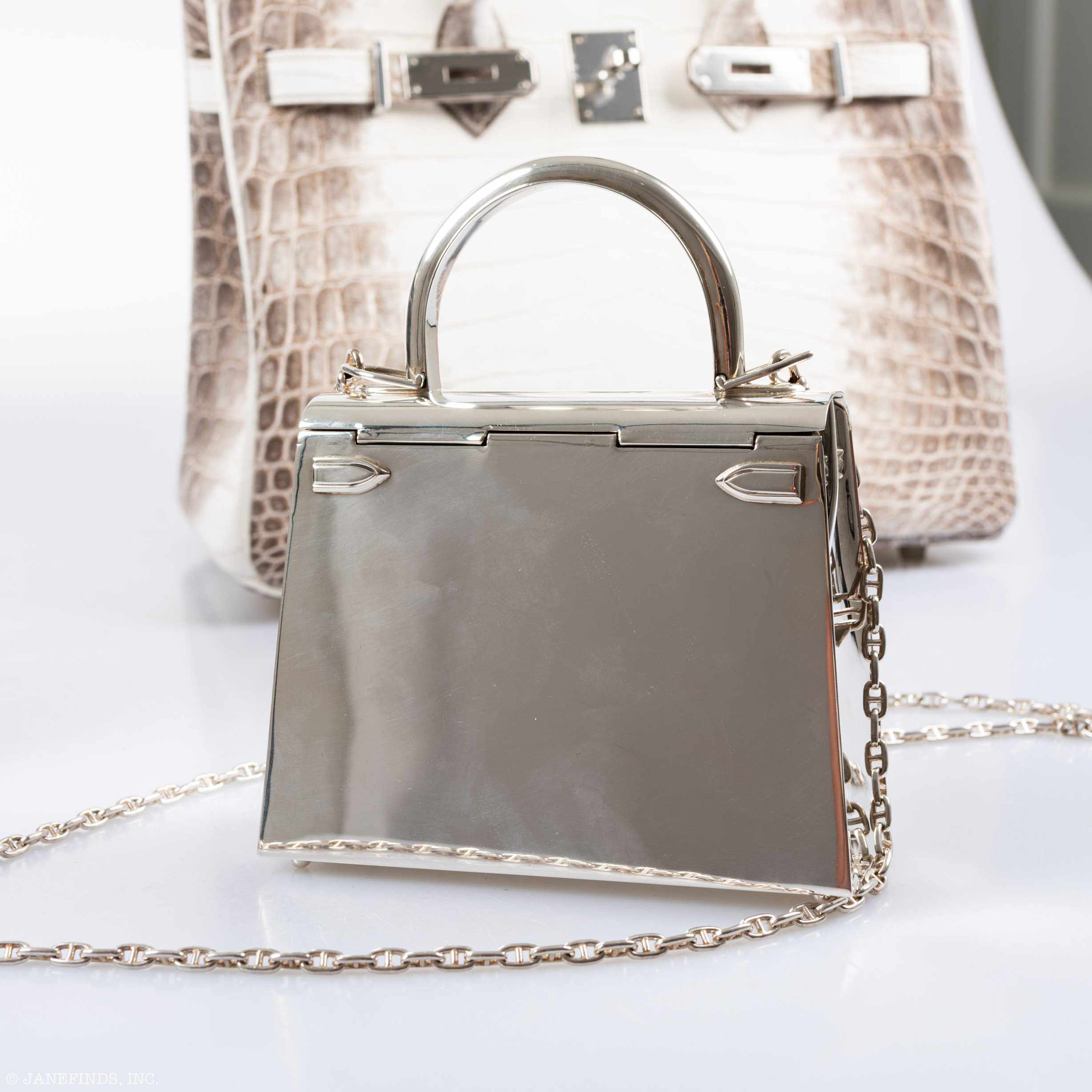Hermès Ultra-Rare Mini Kelly in Sterling Silver, 1990s