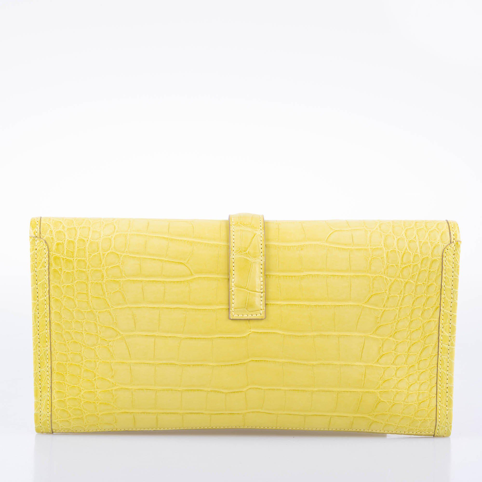 Hermès Verso Jige Elan Lime Matte Alligator and Caramel