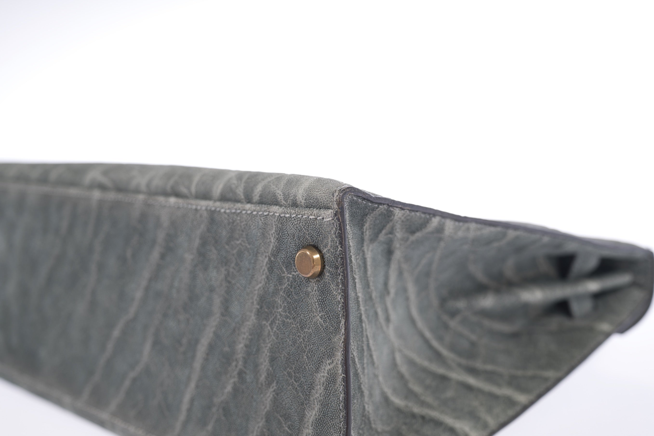 Hermès Vintage Kelly 32 Elephant Gray with Gold Hardware