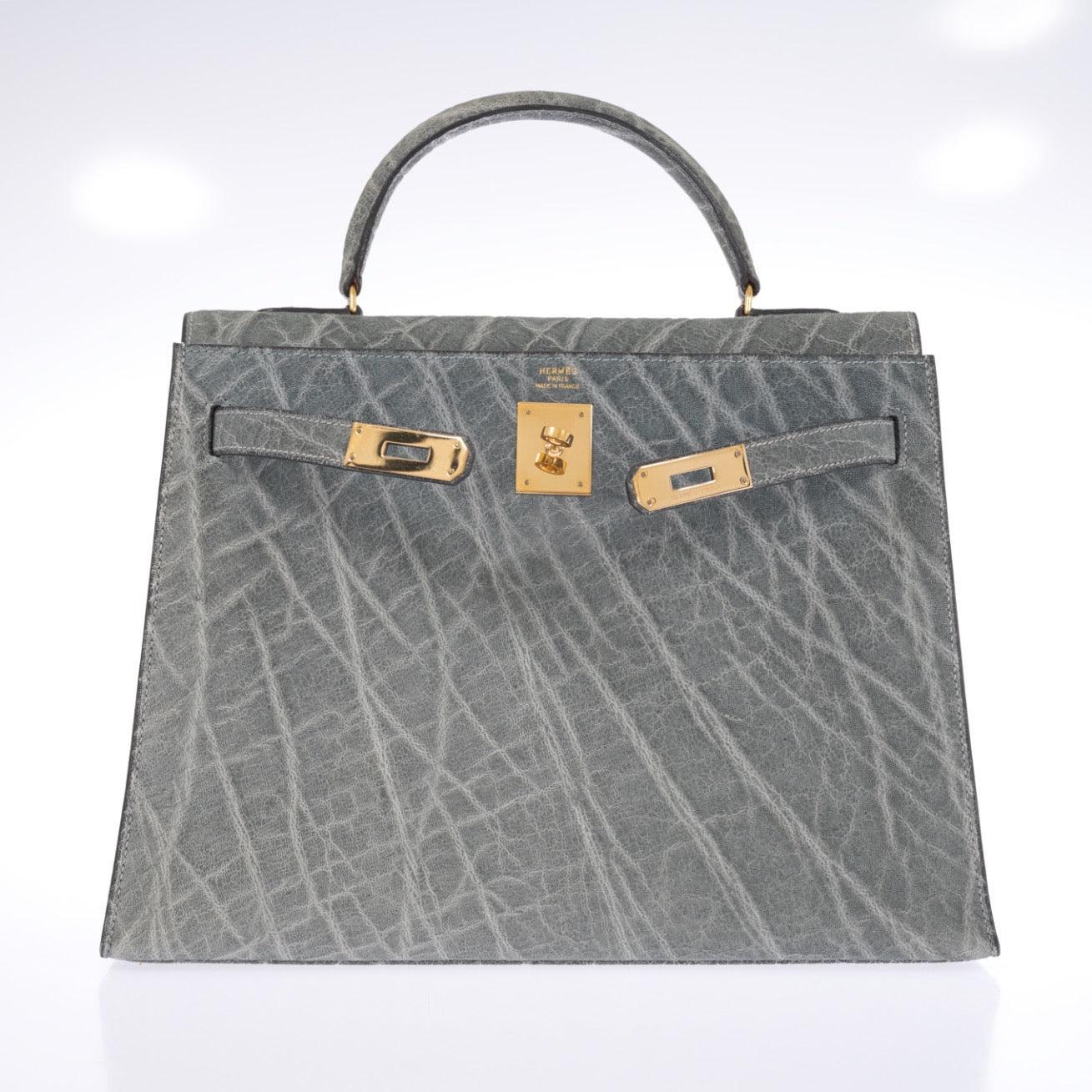 Hermès Vintage Kelly 32 Elephant Gray with Gold Hardware