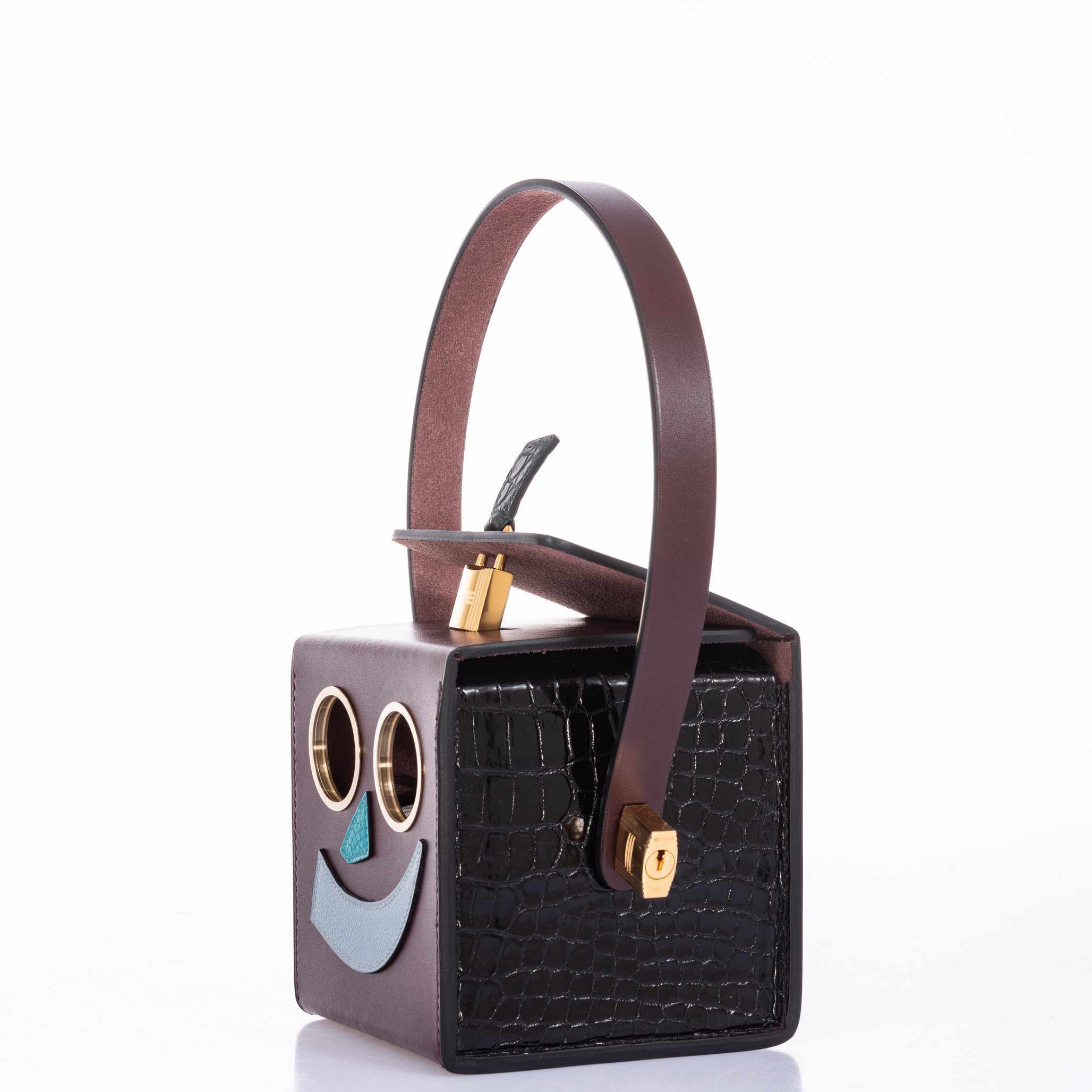 Hermès petit h Robot Buddy Bag Multicolor Vache Hunter and Porosus Crocodile Gold Hardware