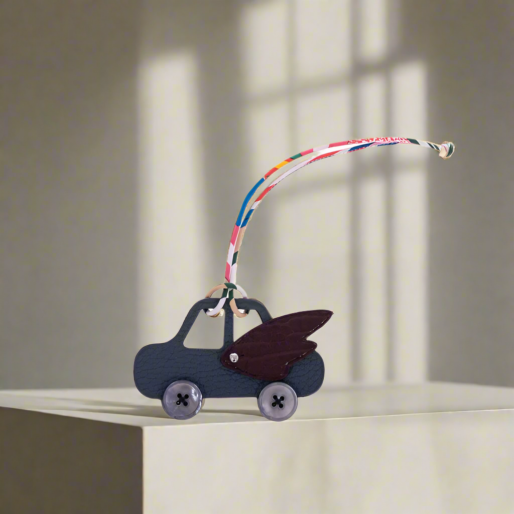 Hermès petit h Winged Car Charm Vert Amande Tog and Chocolate