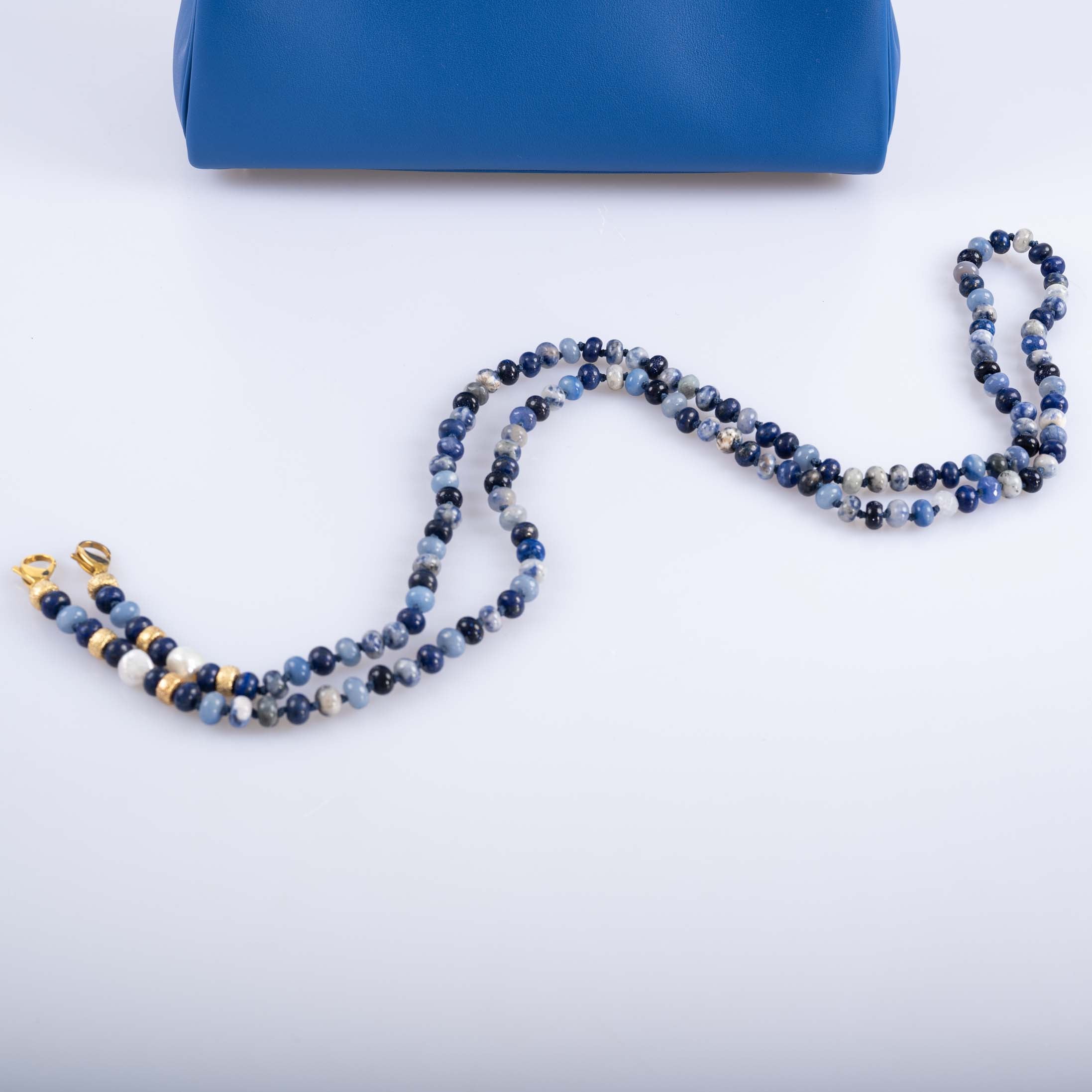 JaneFinds Beaded Semi-Precious Stone Crossbody Chain