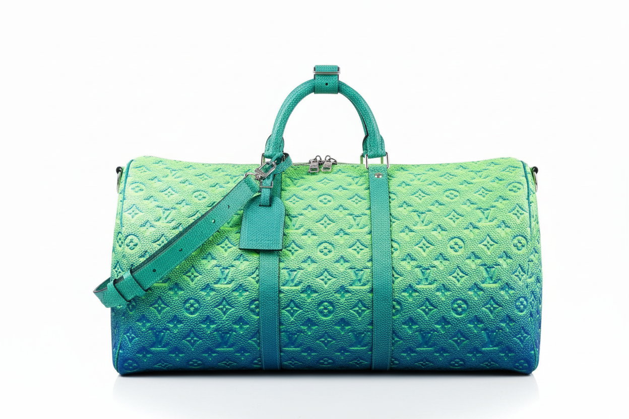 Louis Vuitton x Virgil Abloh Bandoulière 50 Blue Green Monogram Taurillon Illusion Silver Hardware