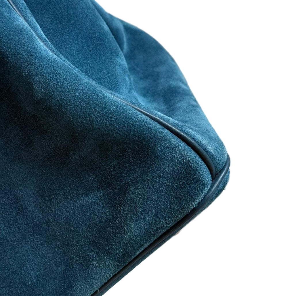 Hermès Birkin 40 Blue Thalassa Grizzly Suede, Swift Permabrass Hardware