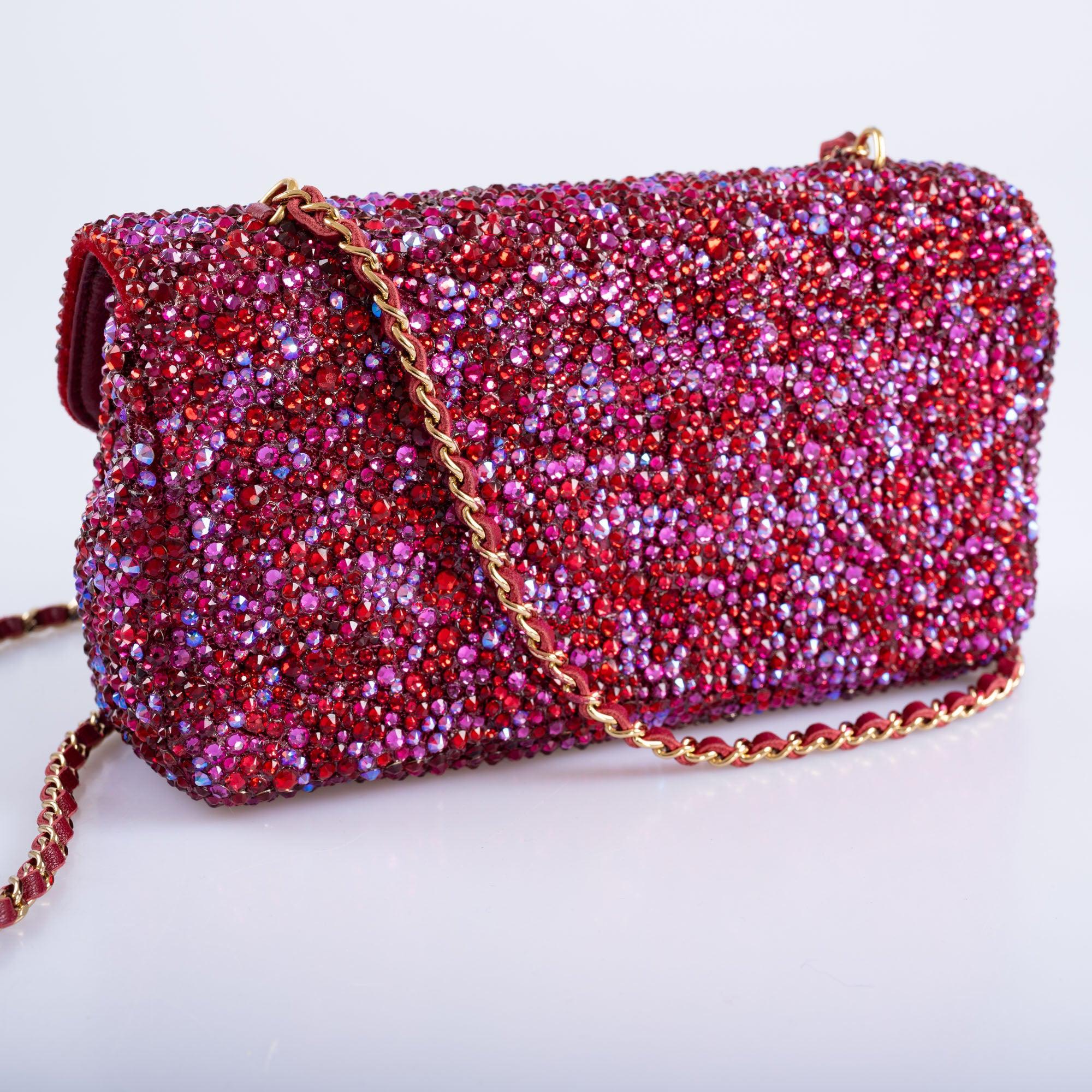 Vintage Chanel Camellia Flap Bag: A Dazzling Masterpiece with Custom Swarovski Crystals