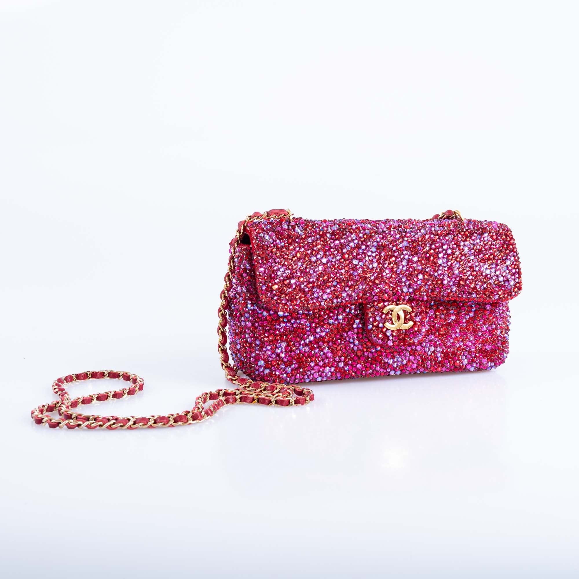 Vintage Chanel Camellia Flap Bag: A Dazzling Masterpiece with Custom Swarovski Crystals