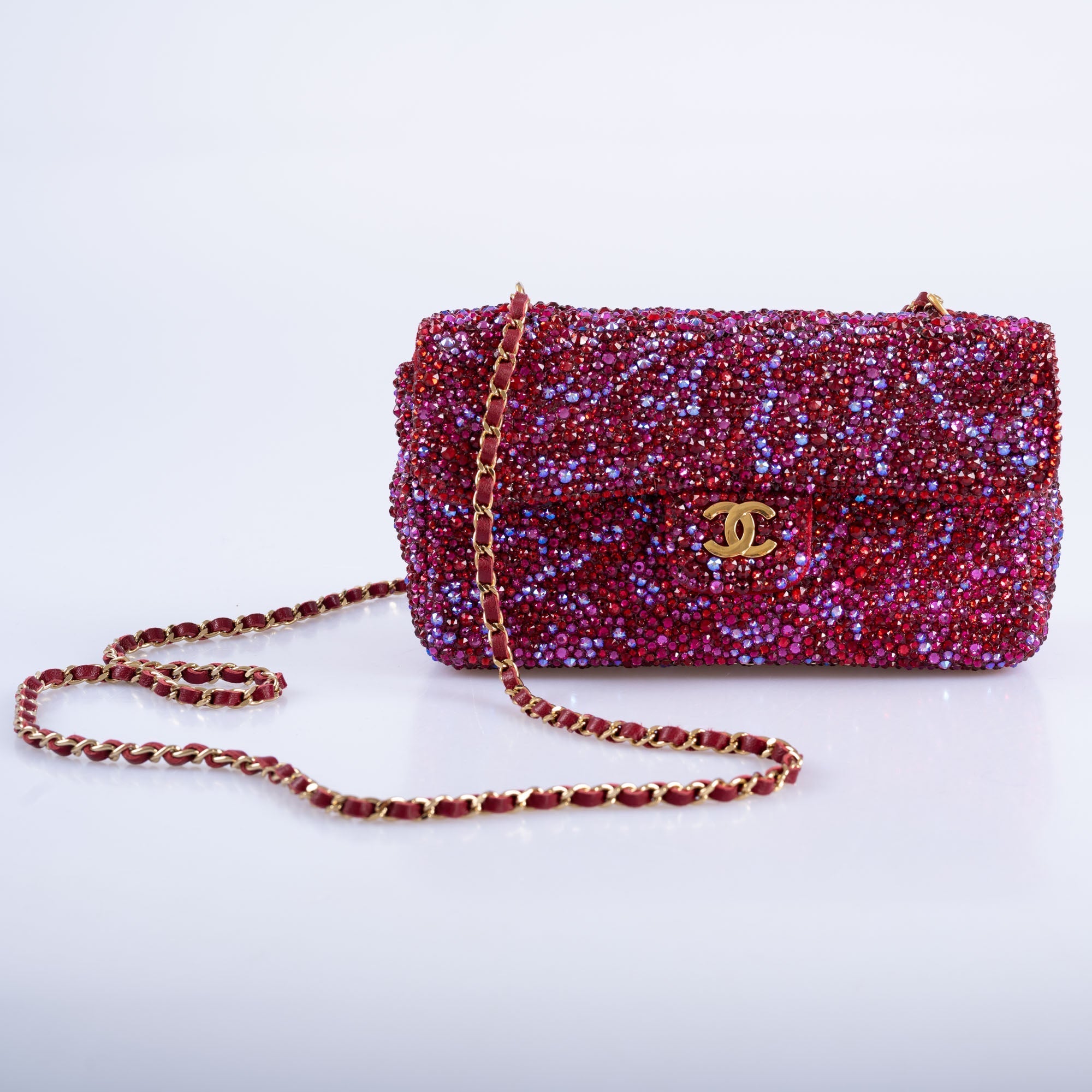 Vintage Chanel Camellia Flap Bag: A Dazzling Masterpiece with Custom Swarovski Crystals