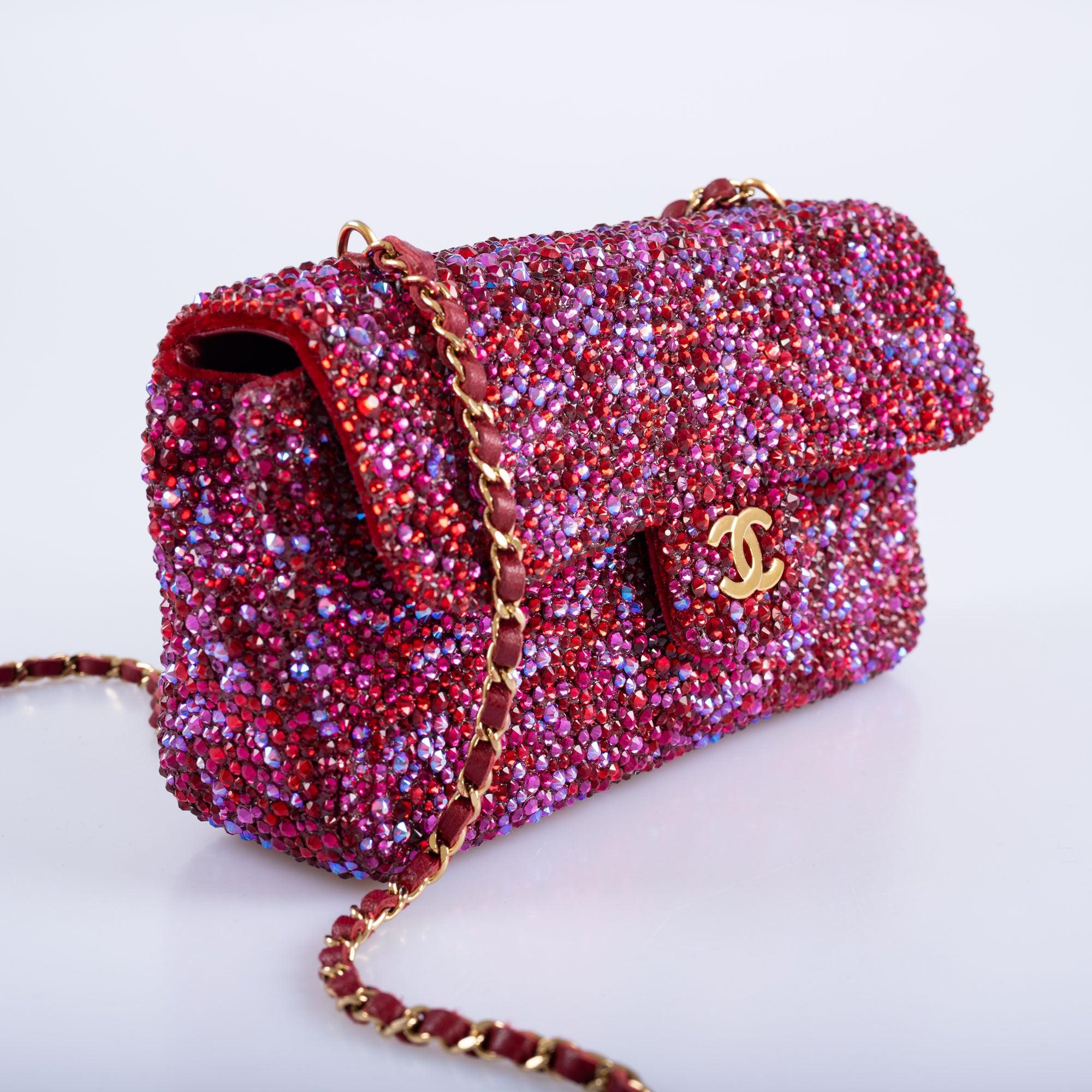 Vintage Chanel Camellia Flap Bag: A Dazzling Masterpiece with Custom Swarovski Crystals