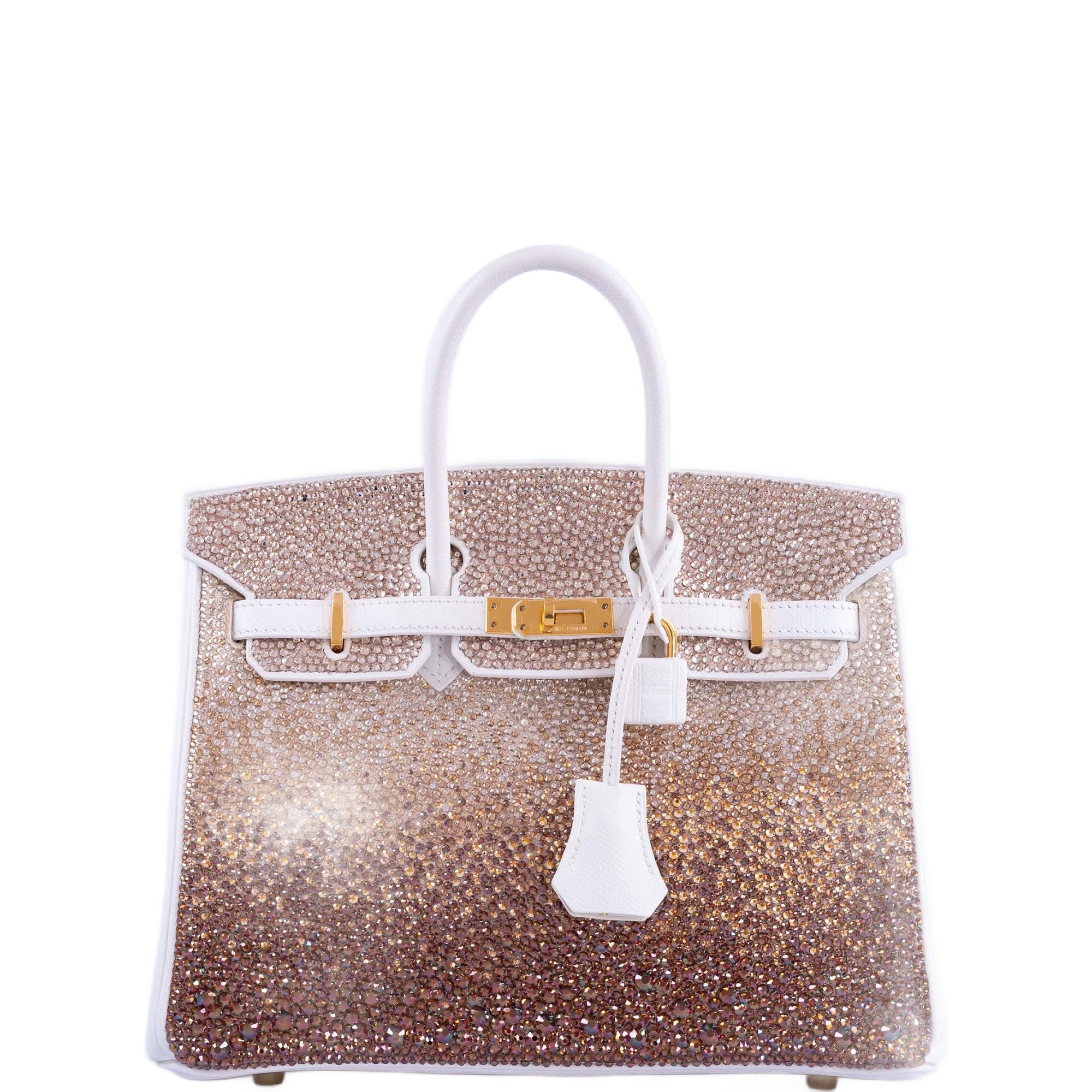 Vintage Hermès Birkin 25 'Ombré' Custom Swarovski Crystals with Gold Hardware