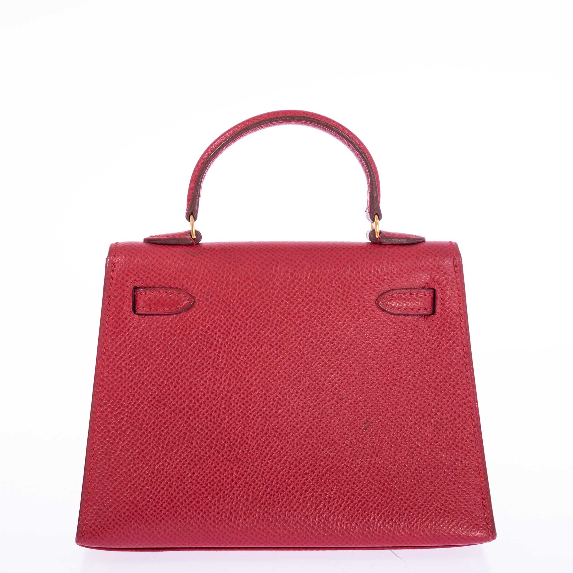 Vintage Hermès Kelly 15 Sellier Micro Rouge Vif Courchevel Gold Hardware