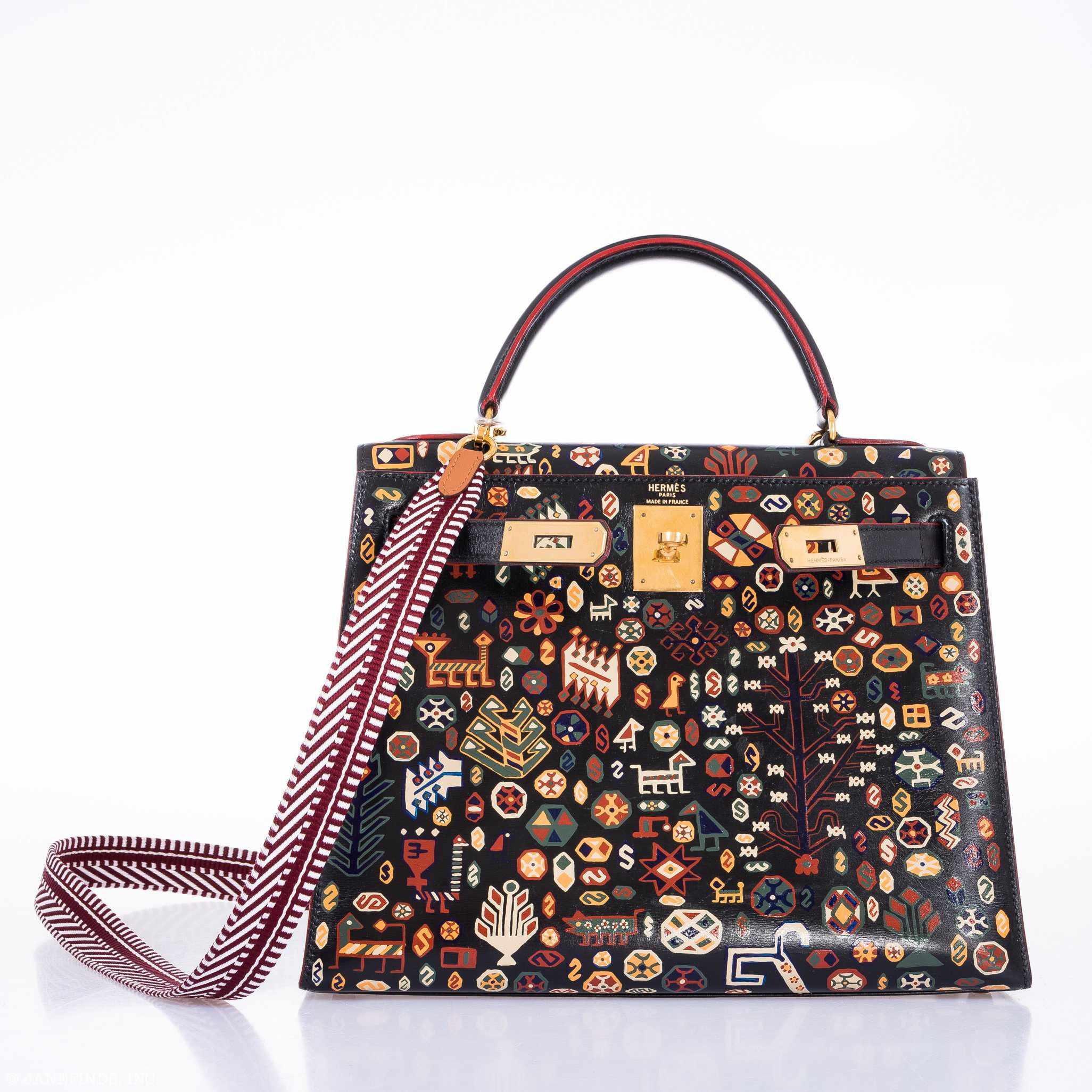 Vintage Hermès Kelly 28 Sellier Black Box Gold Hardware The Qashqai Custom