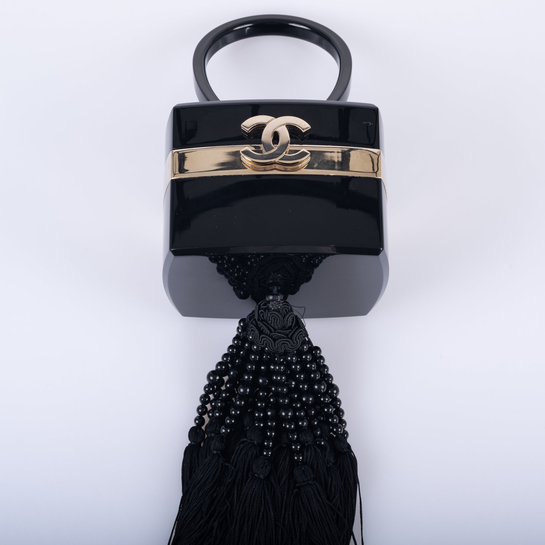 CHANEL Minaudière Trunk Vanity Black Lucite Gold Hardware