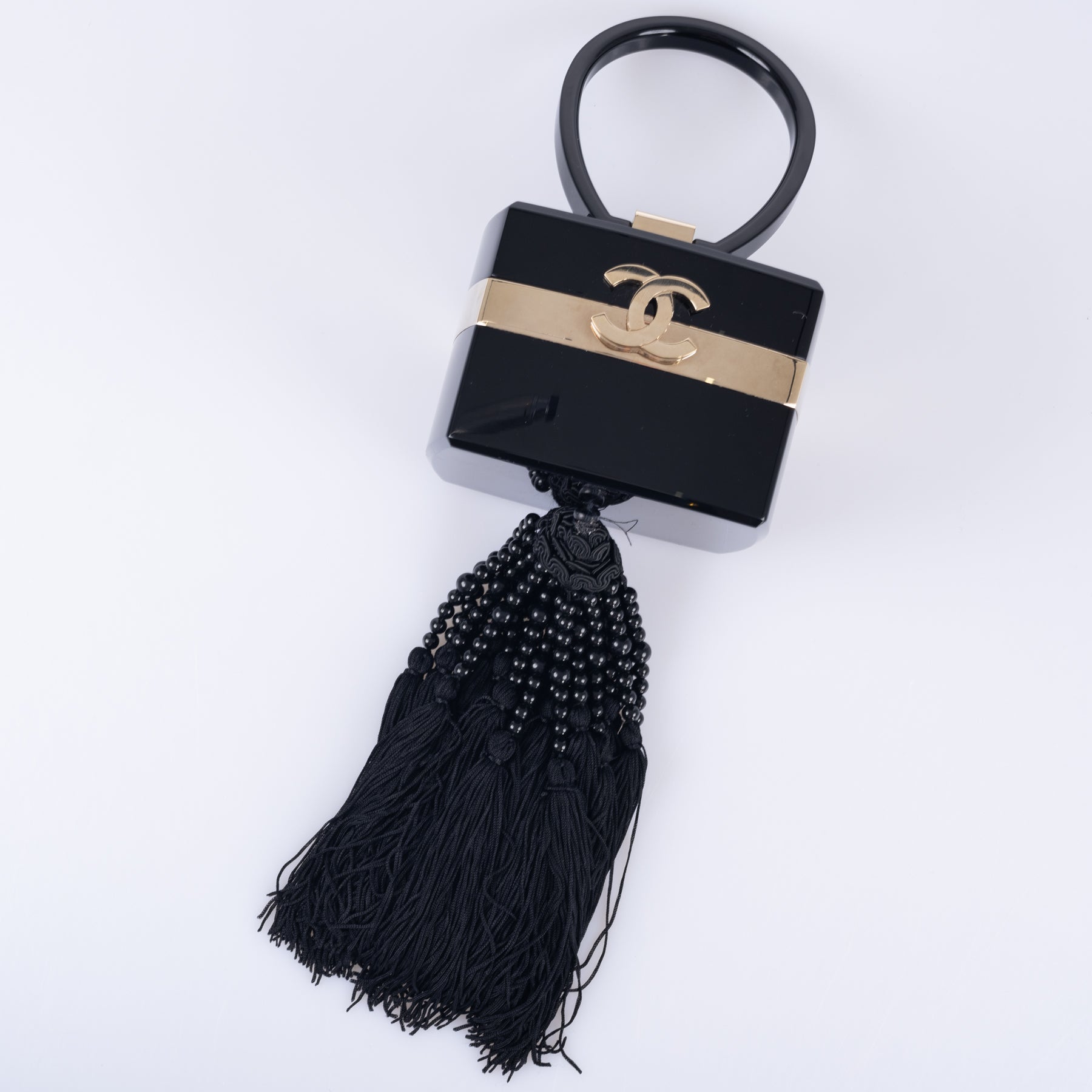 CHANEL Minaudière Trunk Vanity Black Lucite Gold Hardware