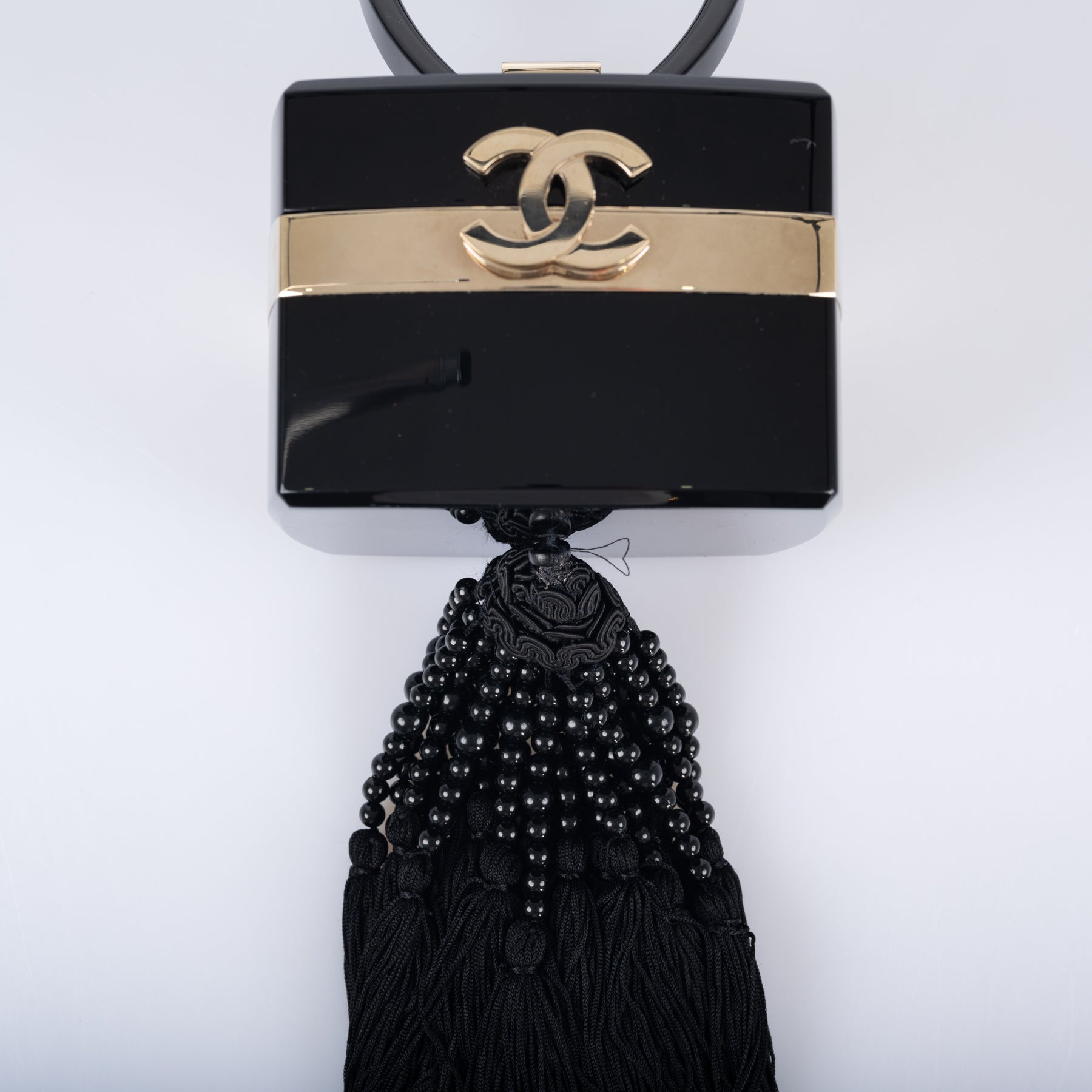 CHANEL Minaudière Trunk Vanity Black Lucite Gold Hardware