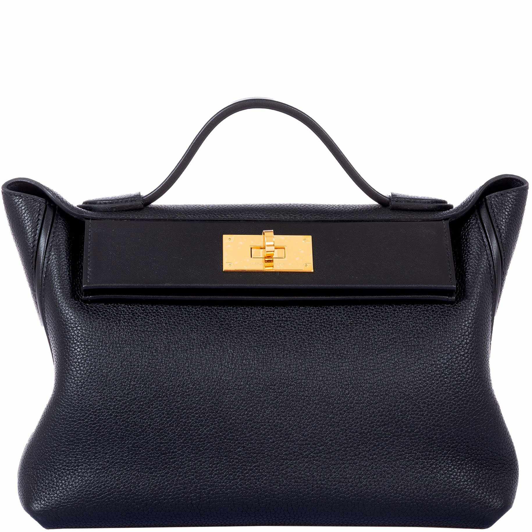 Hermes Mini 24/24 21 Bag Evercolor/Swift Calfskin in Black,Gold,Etoupe -  HoooGoods