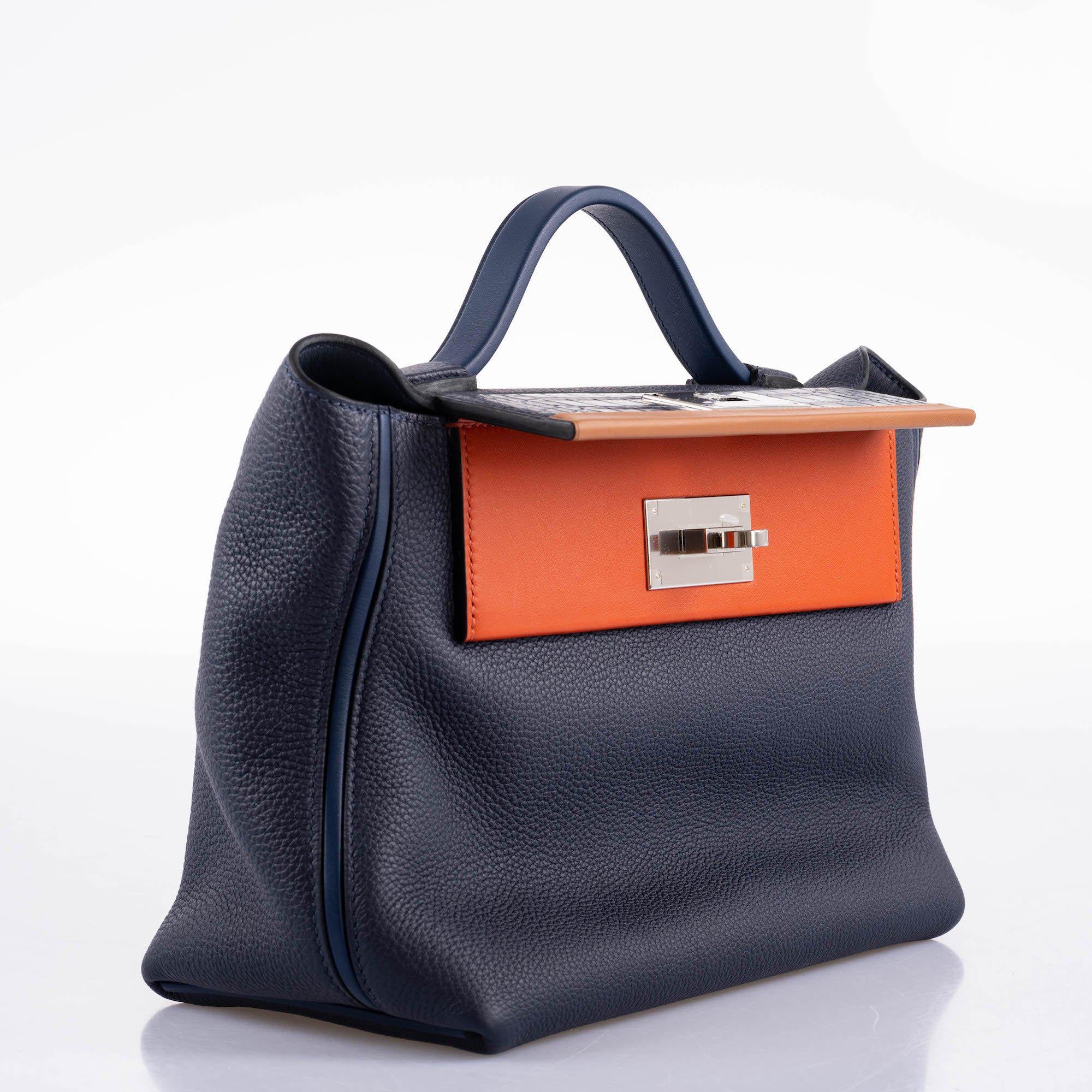 Hermès 24/24 29 Bleu Nuit Togo and Matte Alligator Palladium Hardware