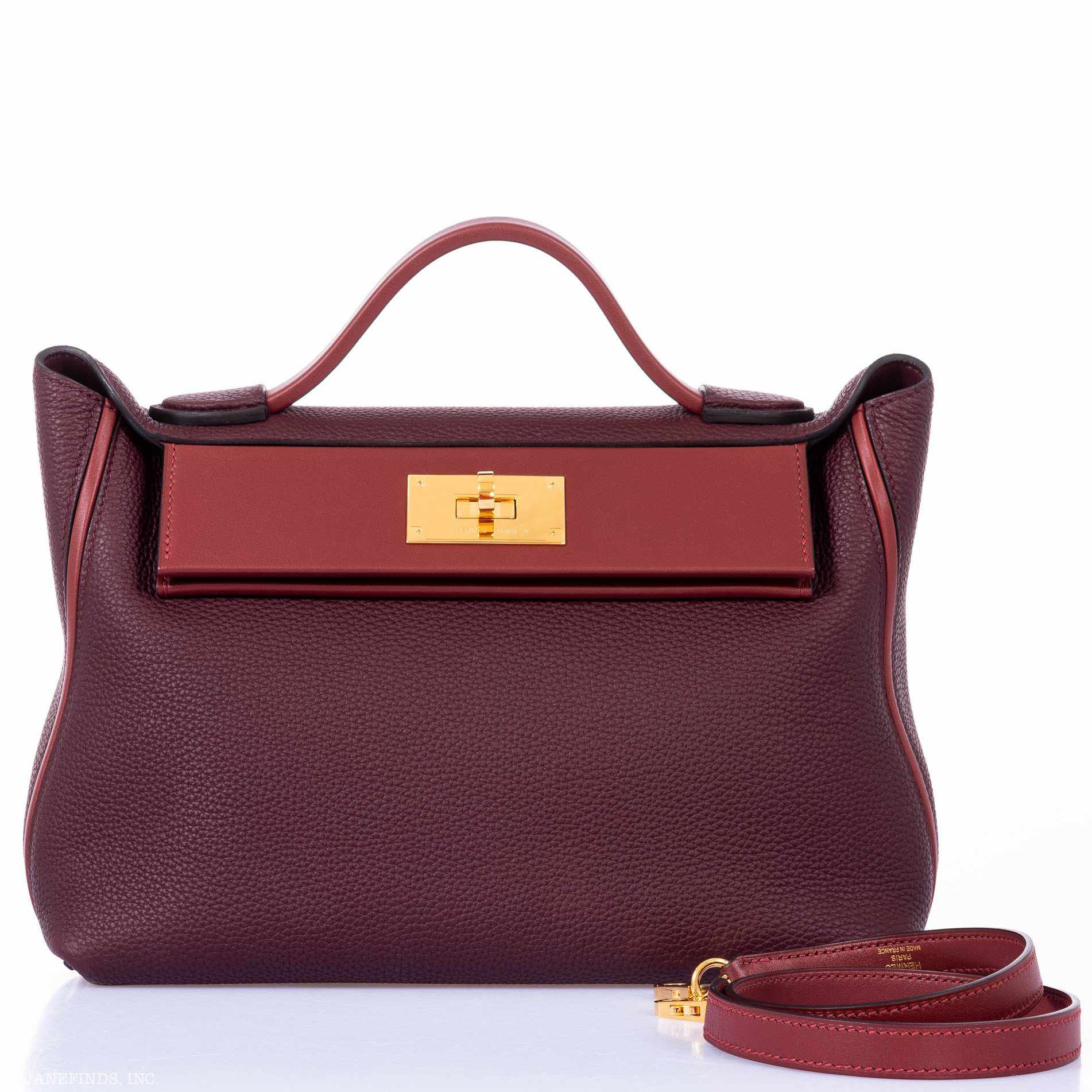 Hermès 24/24 29 Bordeaux & Rouge H Swift & Togo Gold Hardware