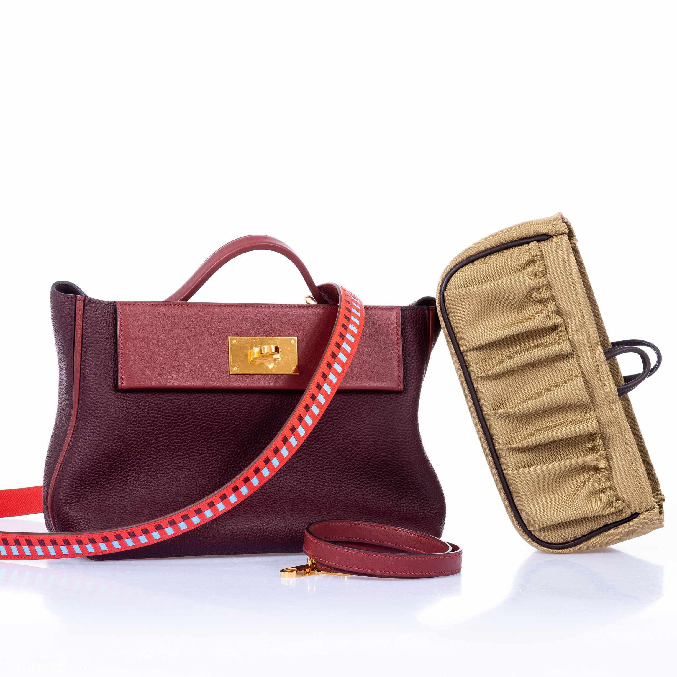 Hermès 24/24 29 Bordeaux & Rouge H Swift & Togo Gold Hardware