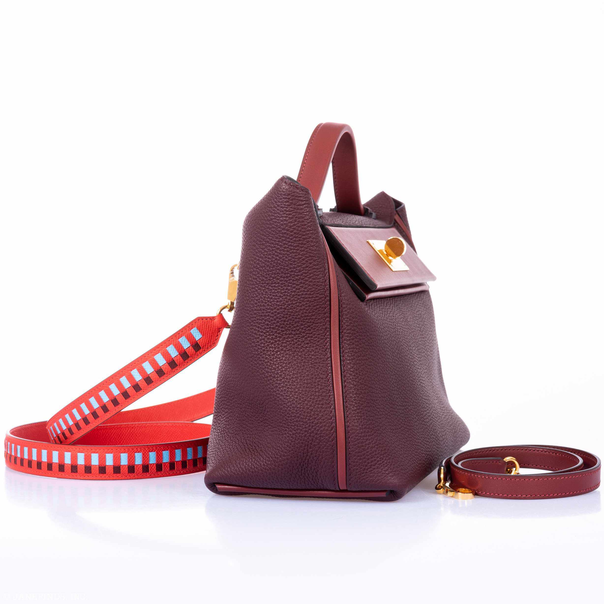 Hermès 24/24 29 Bordeaux & Rouge H Swift & Togo Gold Hardware