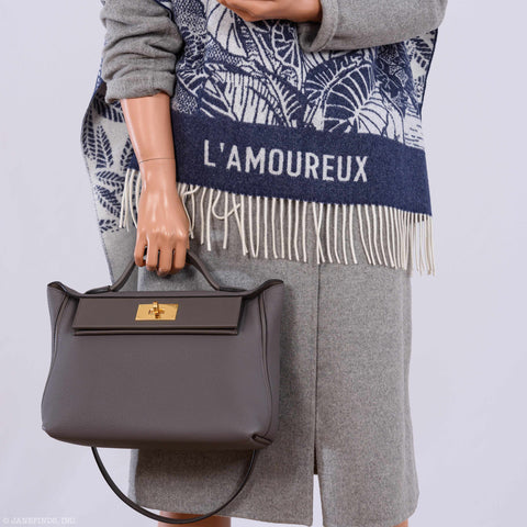 Hermès 24/24 29 Etain Swift and Togo Leather Gold Hardware