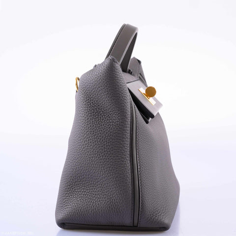 Hermès 24/24 29 Etain Swift and Togo Leather Gold Hardware