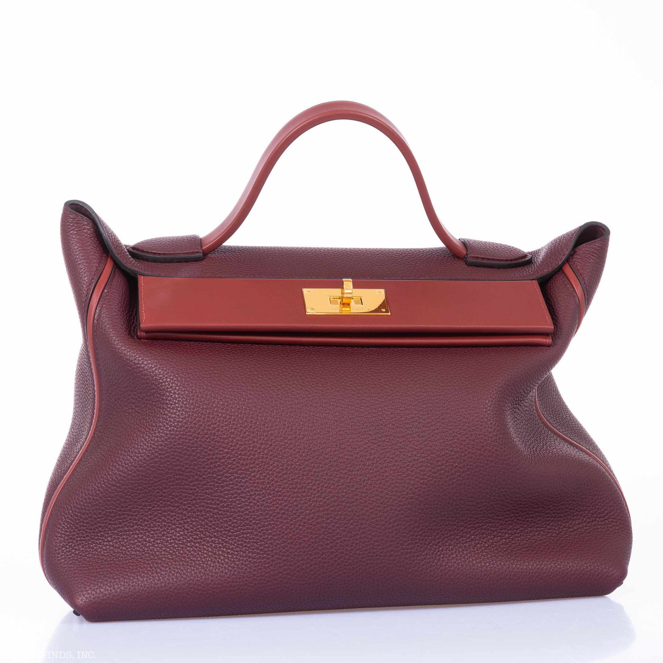 Hermès 24/24 35 Bordeaux & Rouge H Swift & Togo Gold Hardware