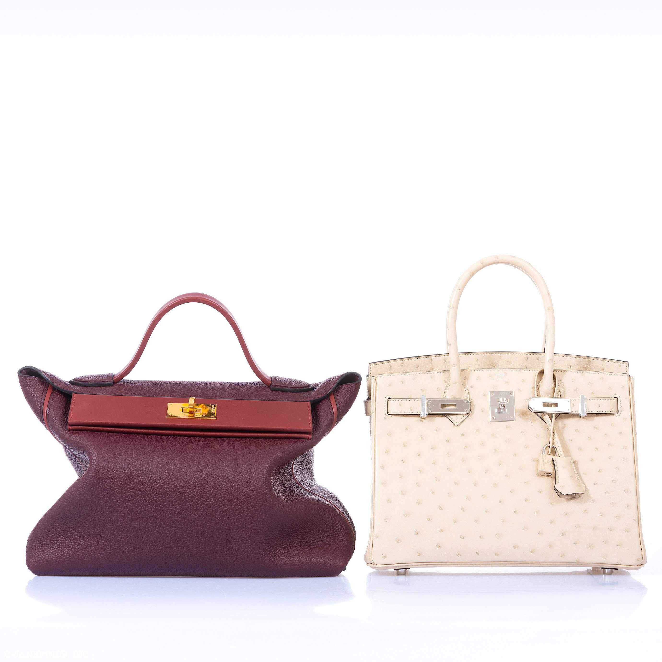 Hermès 24/24 35 Bordeaux & Rouge H Swift & Togo Gold Hardware