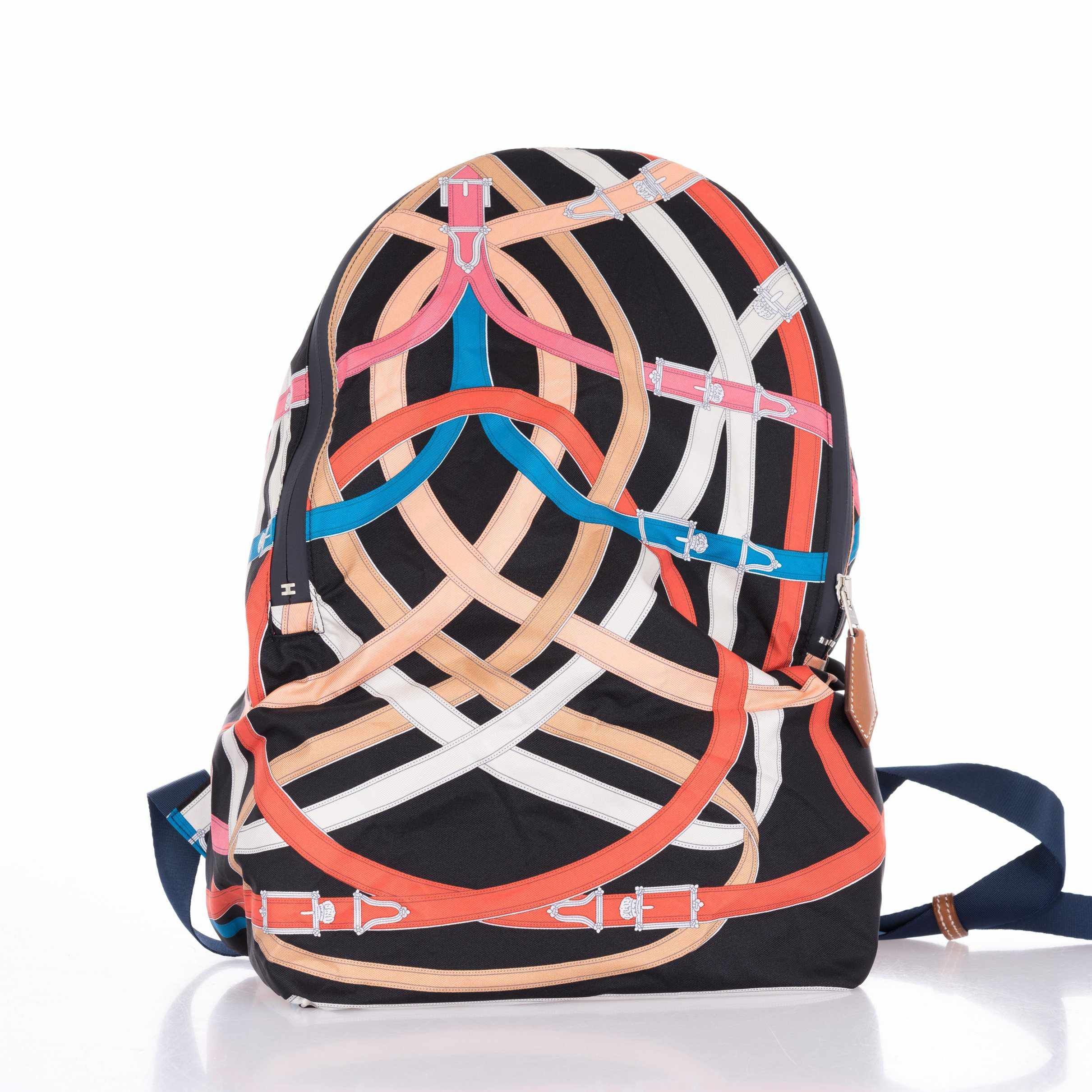 Hermès Airsilk Backpack Cavalcadour Black Technical Silk