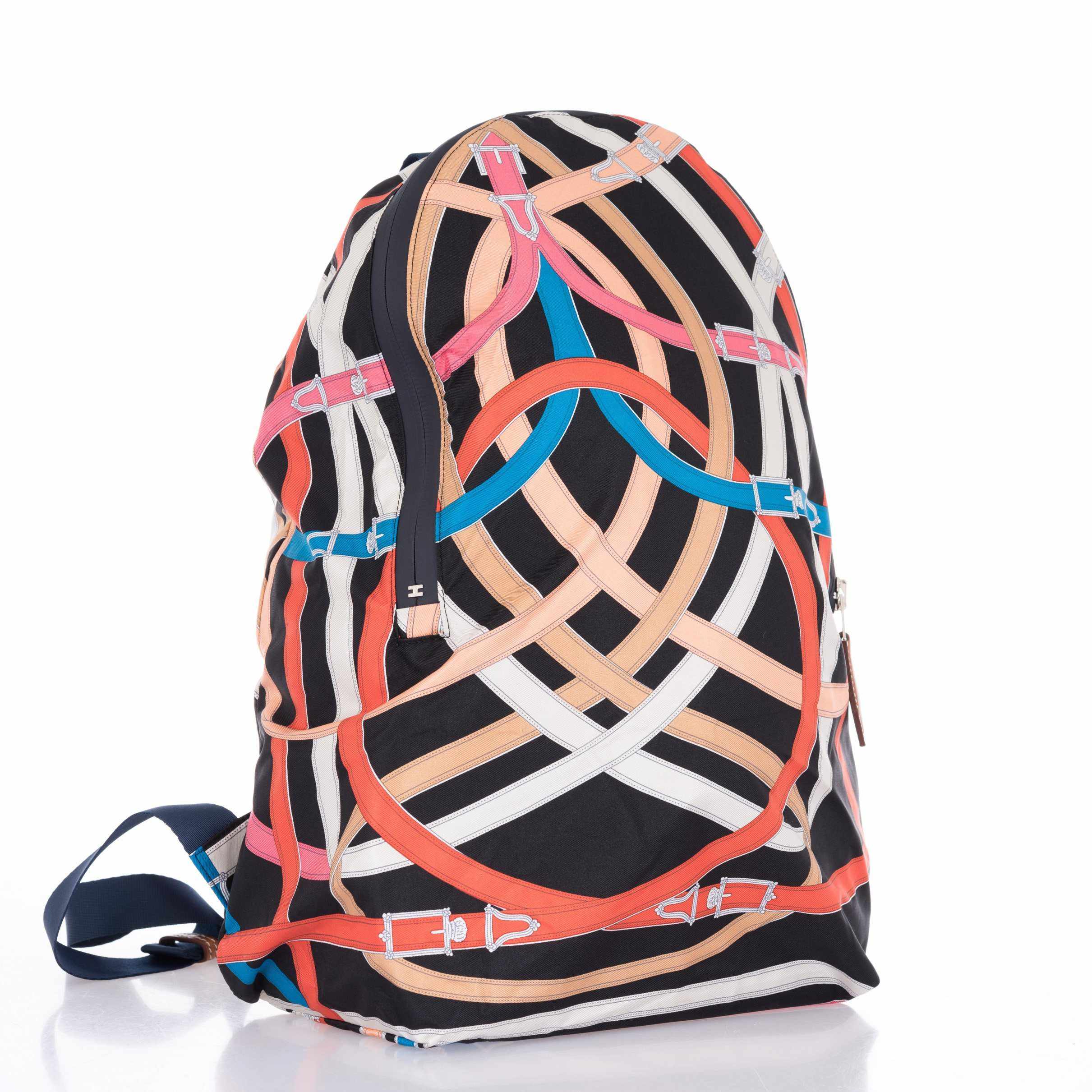 Hermès Airsilk Backpack Cavalcadour Black Technical Silk