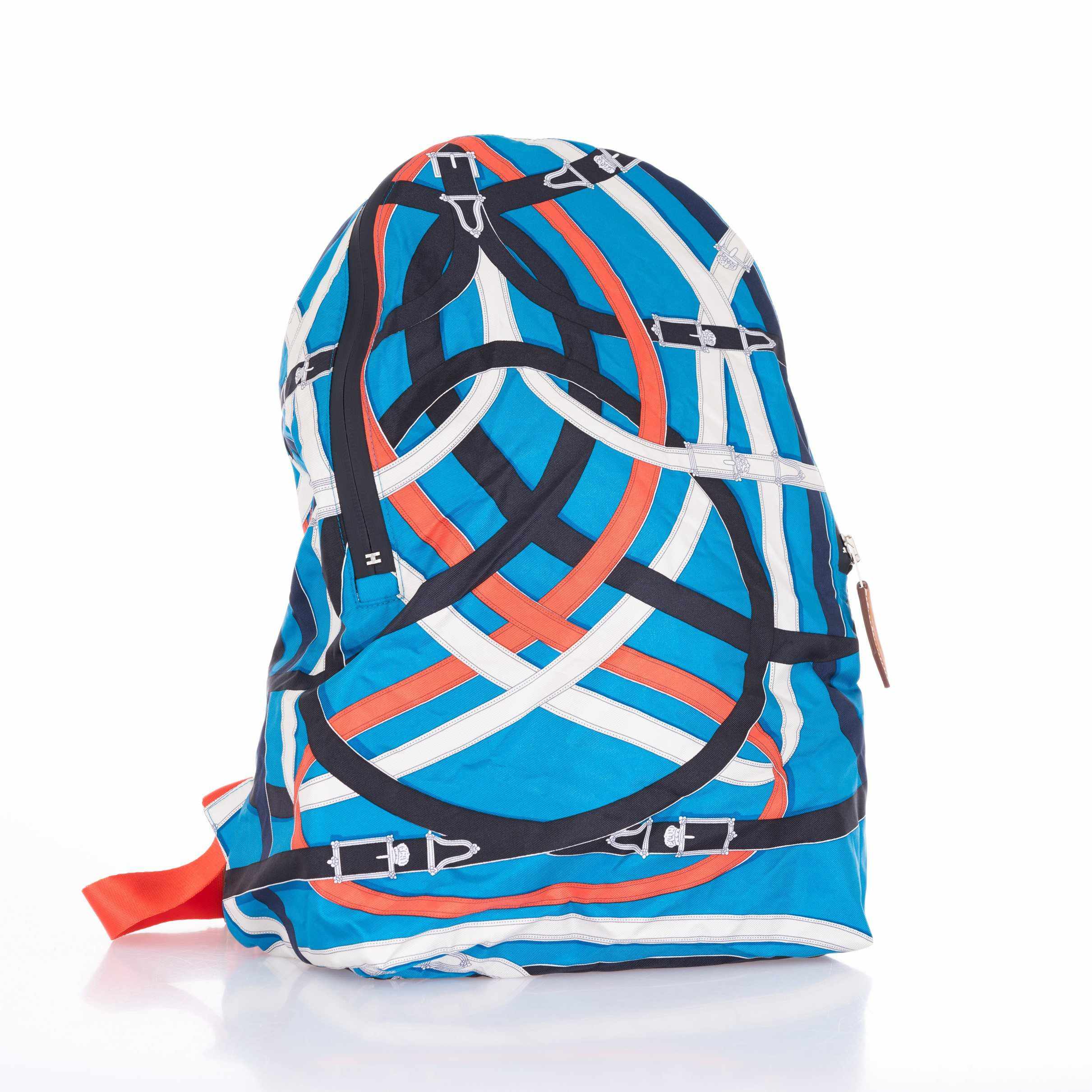 Hermès Airsilk Backpack Cavalcadour Blue Zanzibar Technical Silk
