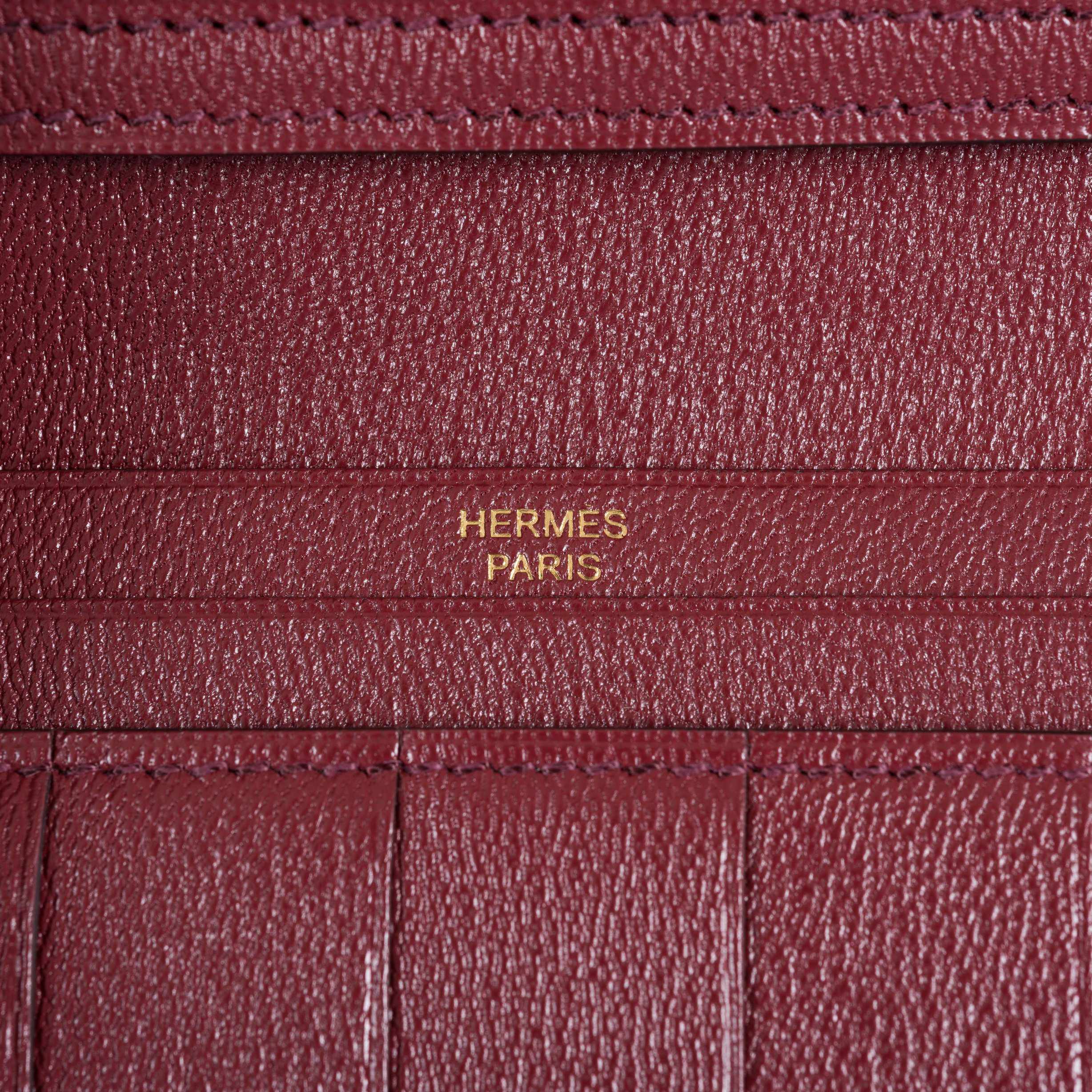 Hermès Bearn Wallet With Gusset Bourgogne Alligator Gold Hardware