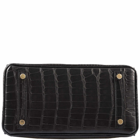 Hermès Birkin 25 Black Matte Alligator Gold Hardware