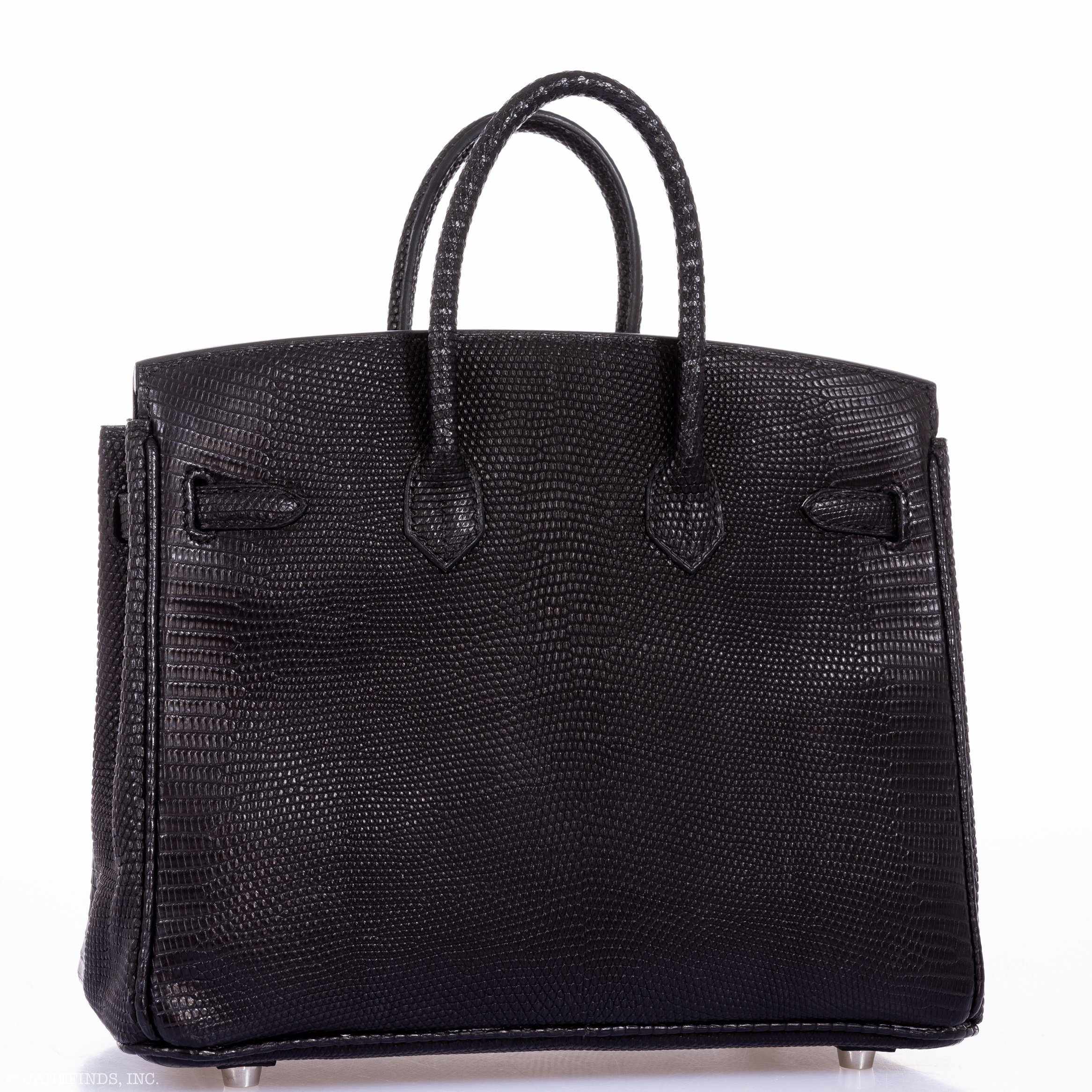 Hermès Birkin 25 Black Salvator Lizard With Jacob & Co. White Gold & Diamond Hardware