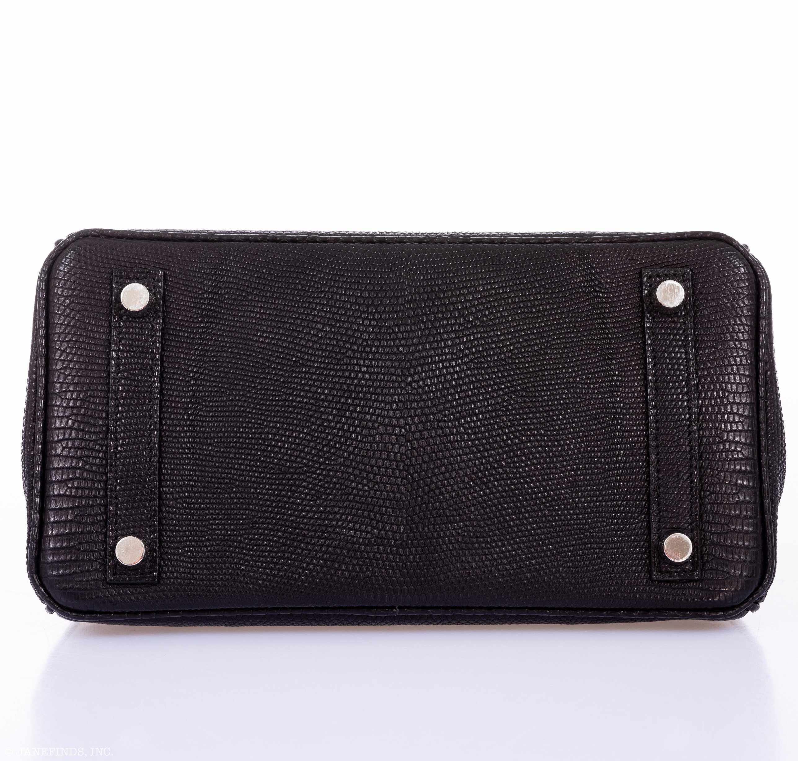 Hermès Birkin 25 Black Salvator Lizard With Jacob & Co. White Gold & Diamond Hardware