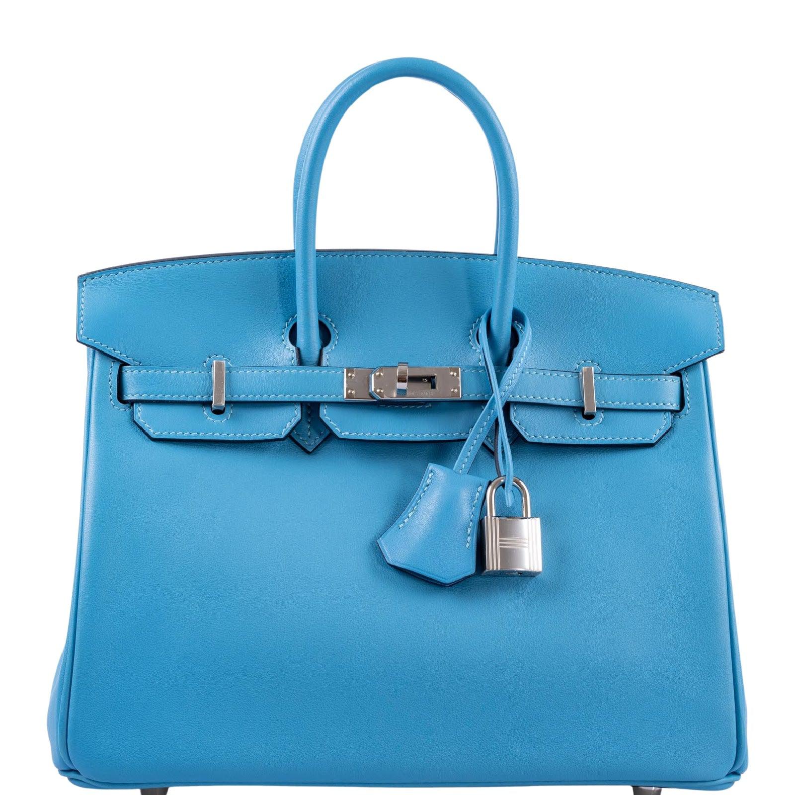 Hermes Birkin Handbag Blue Swift with Palladium Hardware 25 Blue 221769299
