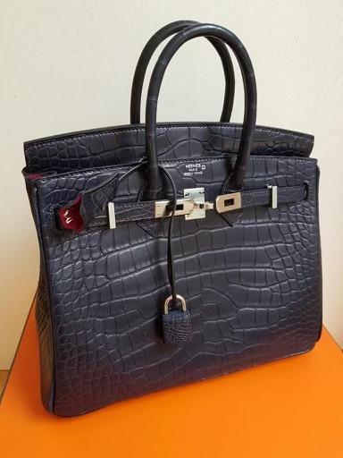 Hermès Birkin 25 in Bleu Marine and Rose Schéhérazade Matte Alligator with Palladium hardware, image 2 of 2