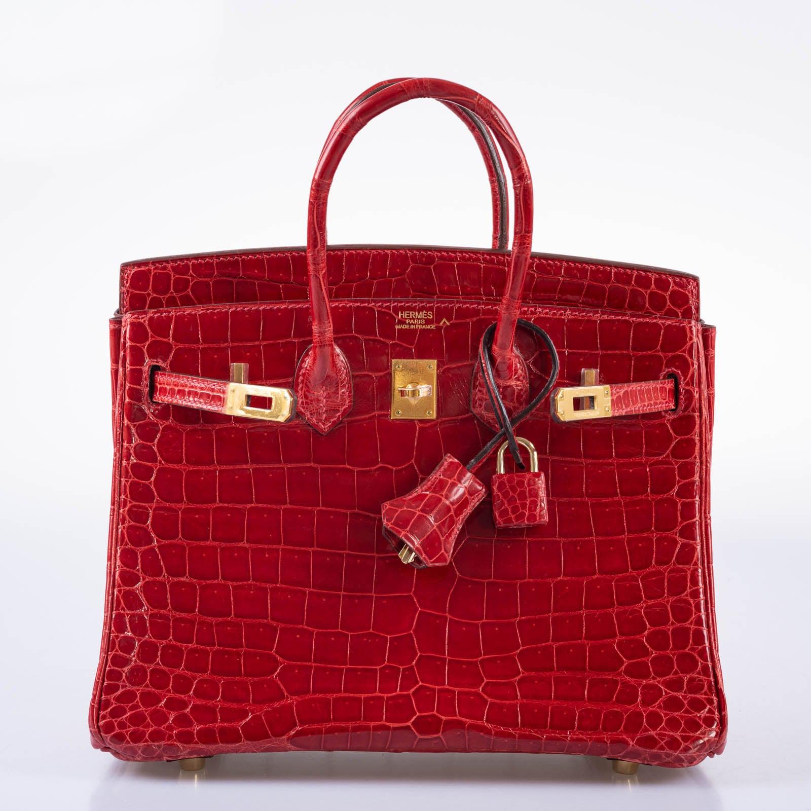 Hermès Birkin 25 Braise Porosus Crocodile with Gold Hardware