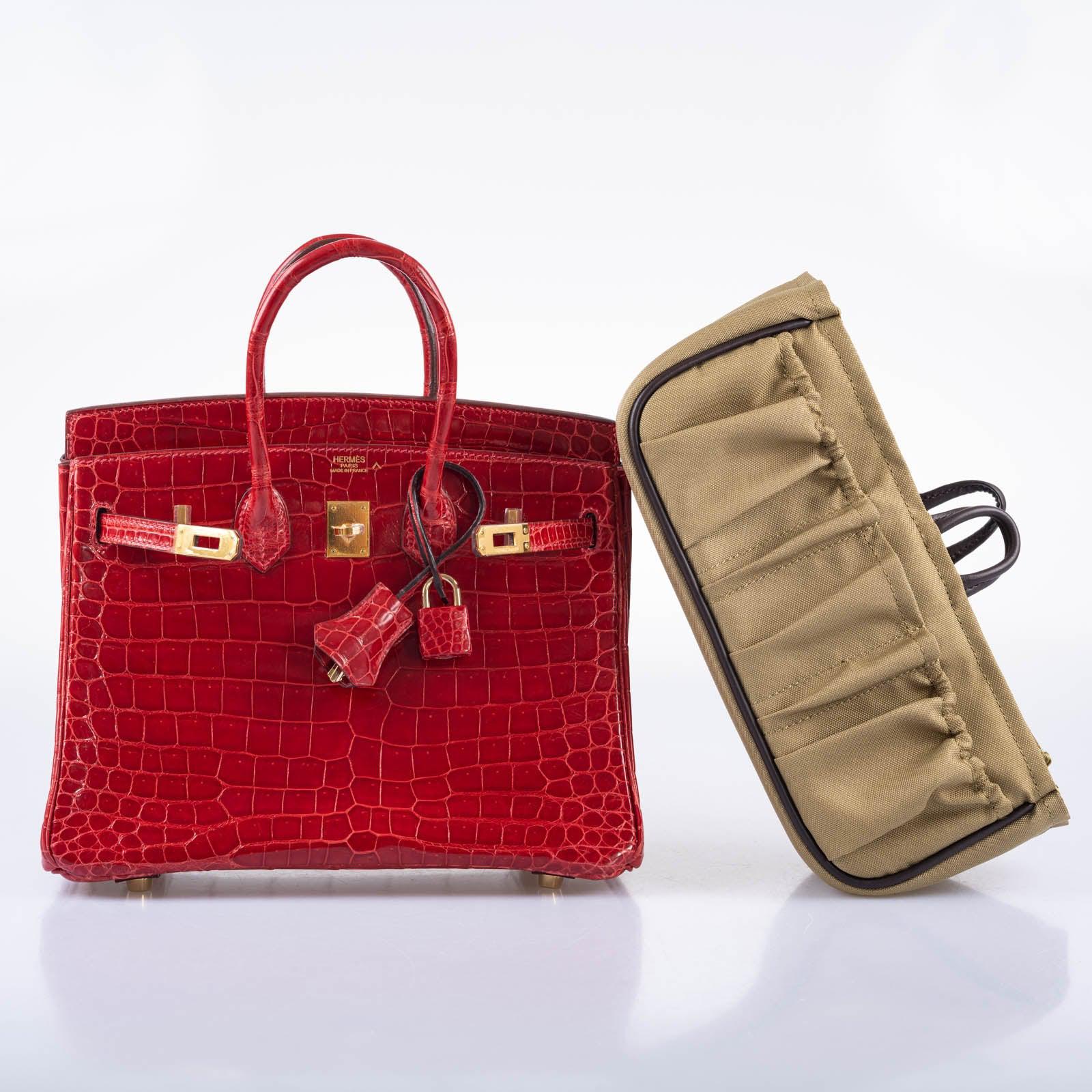 Hermès Birkin 25 Braise Porosus Crocodile with Gold Hardware