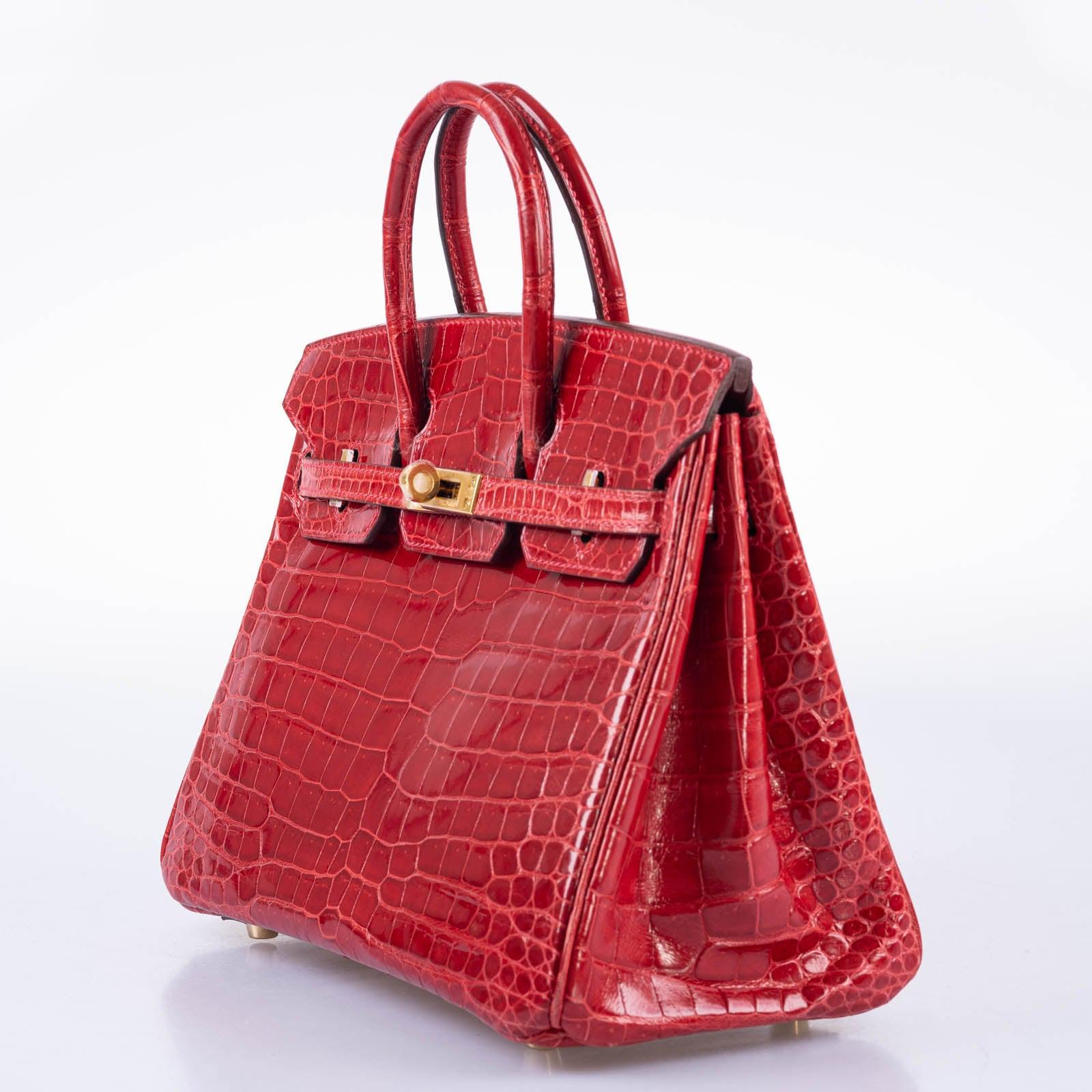 Hermès Birkin 25 Braise Porosus Crocodile with Gold Hardware