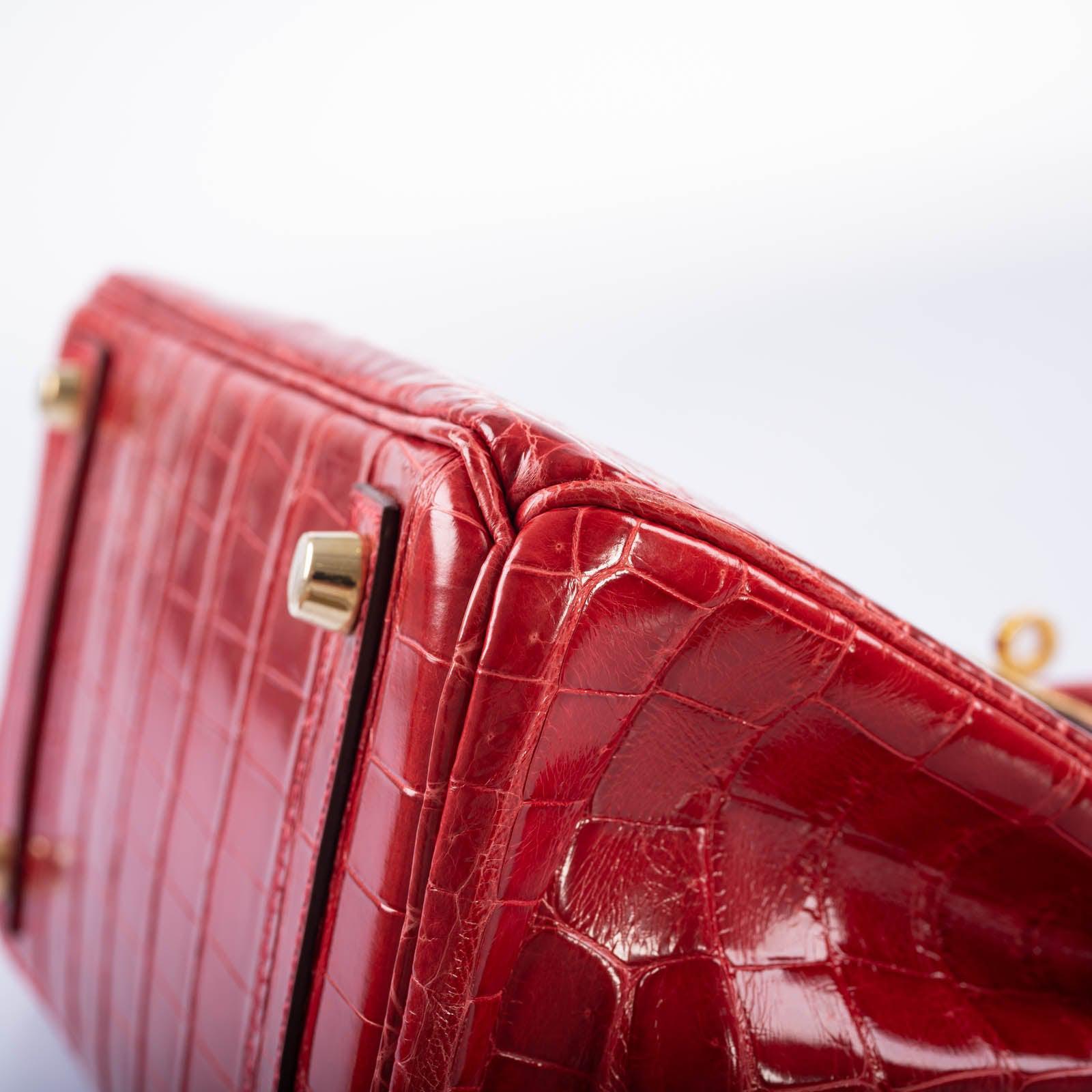 Hermès Birkin 25 Braise Porosus Crocodile with Gold Hardware