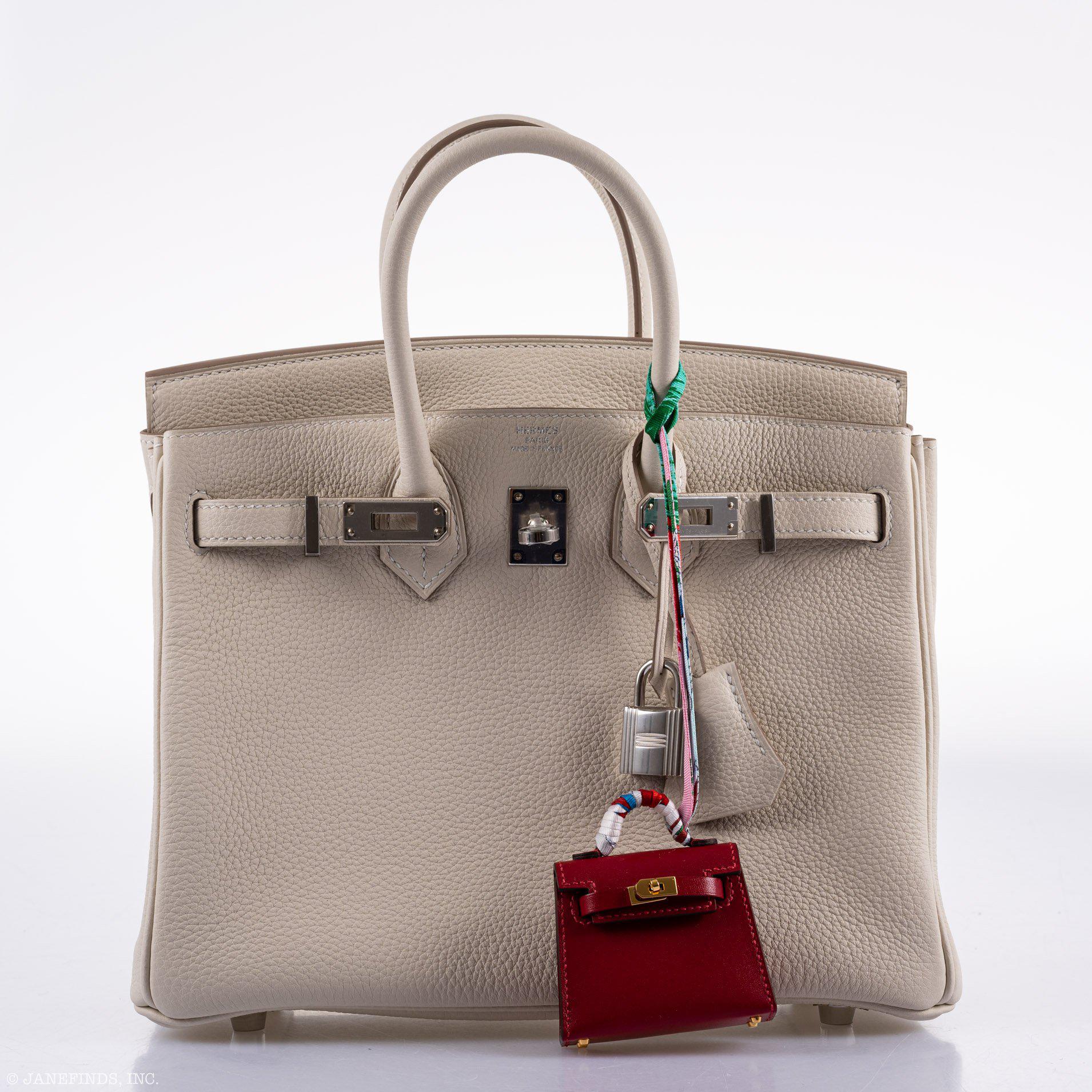 Hermès Birkin 25 Craie Togo Palladium Hardware - 2020, Y