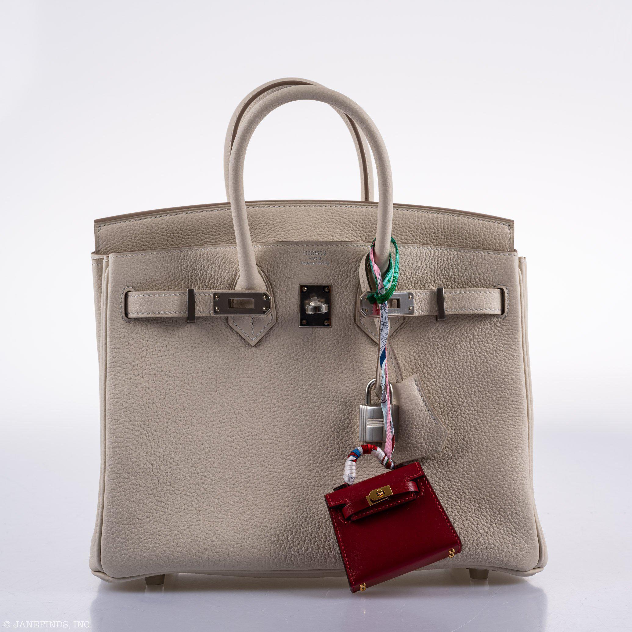 Hermès Birkin 25 Craie Togo Palladium Hardware - 2020, Y