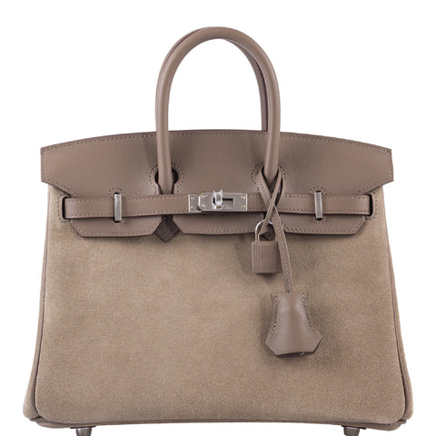 Hermès Birkin 25 Gris Caillou & Etoupe Grizzly and Swift Palladium Hardware